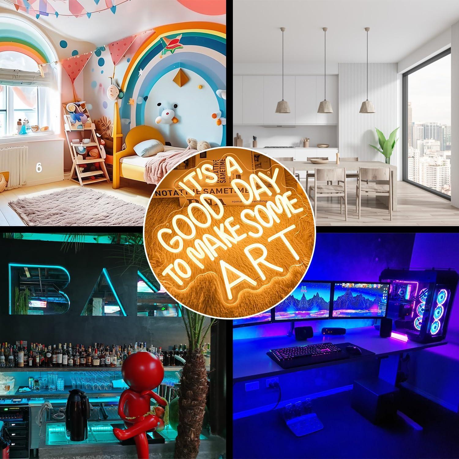 Letrero de Neón LED Regulable Gyaksjm Buen Día 35.5x32cm