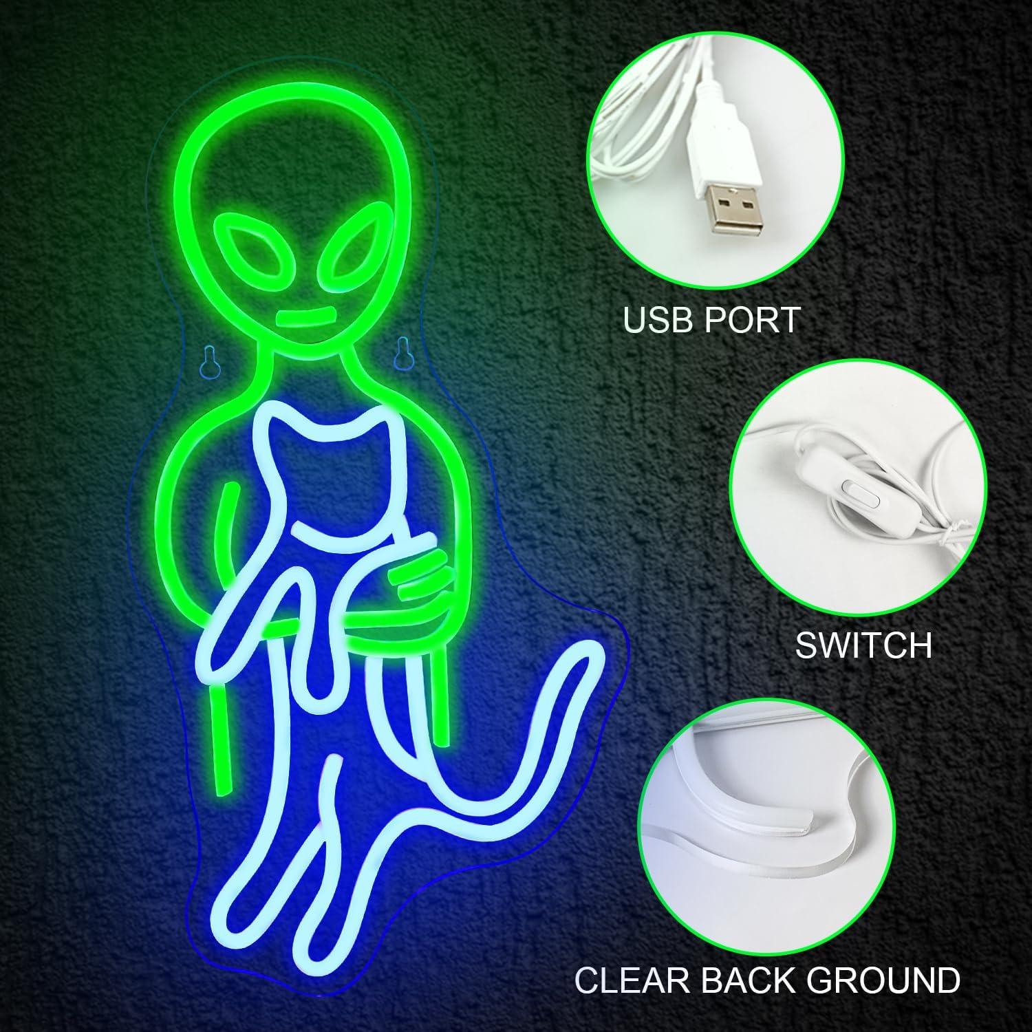 Luz de Neón Alienígena Ineonlife Verde 42x22 cm USB