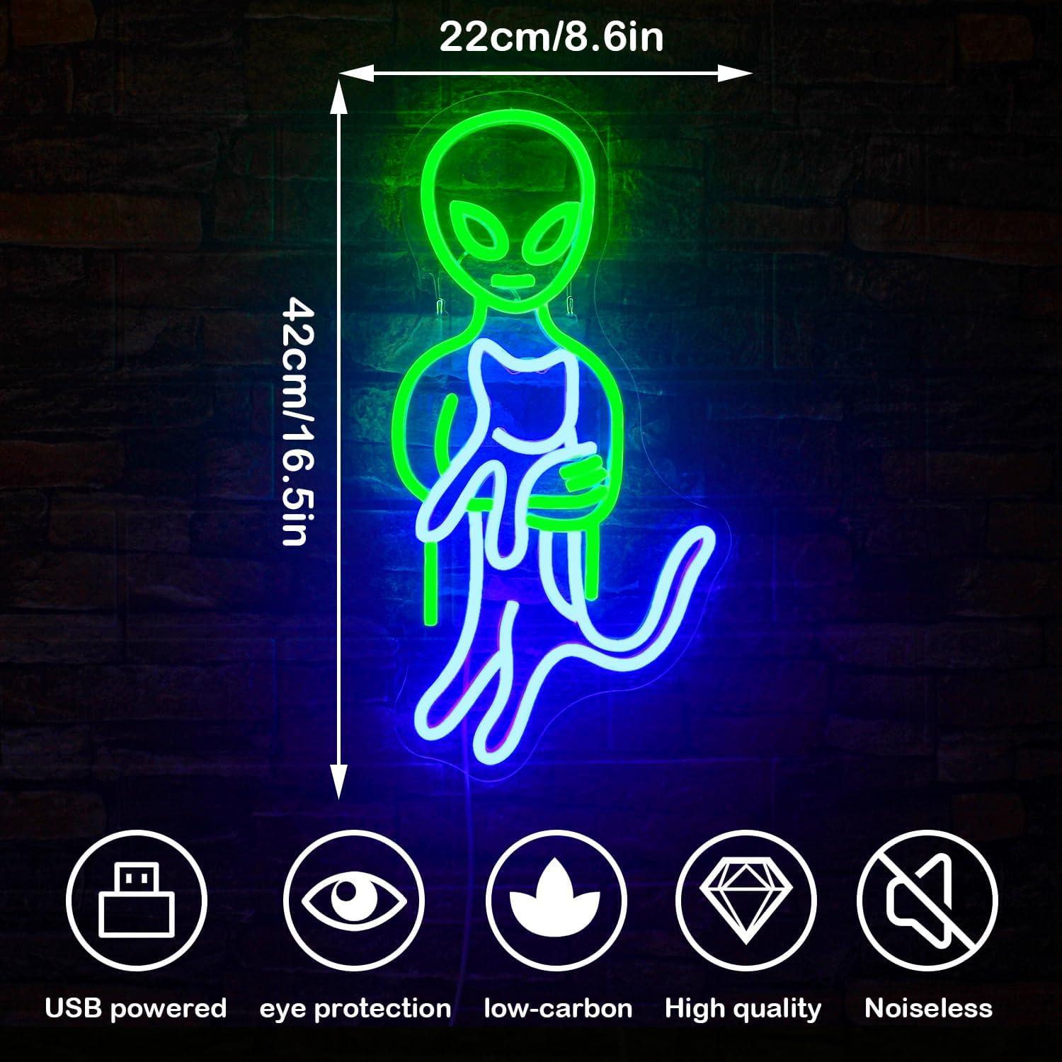 Luz de Neón Alienígena Ineonlife Verde 42x22 cm USB