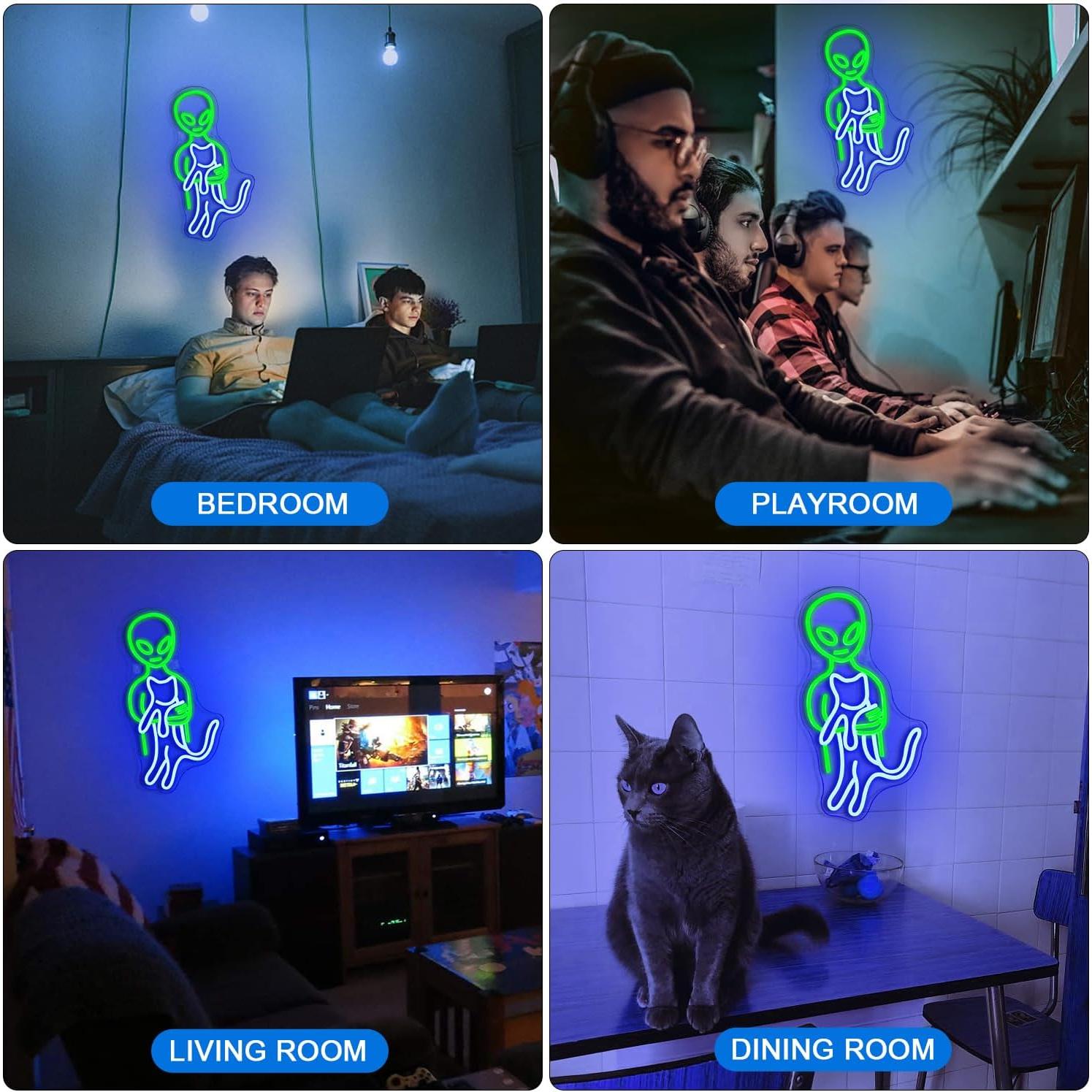 Luz de Neón Alienígena Ineonlife Verde 42x22 cm USB