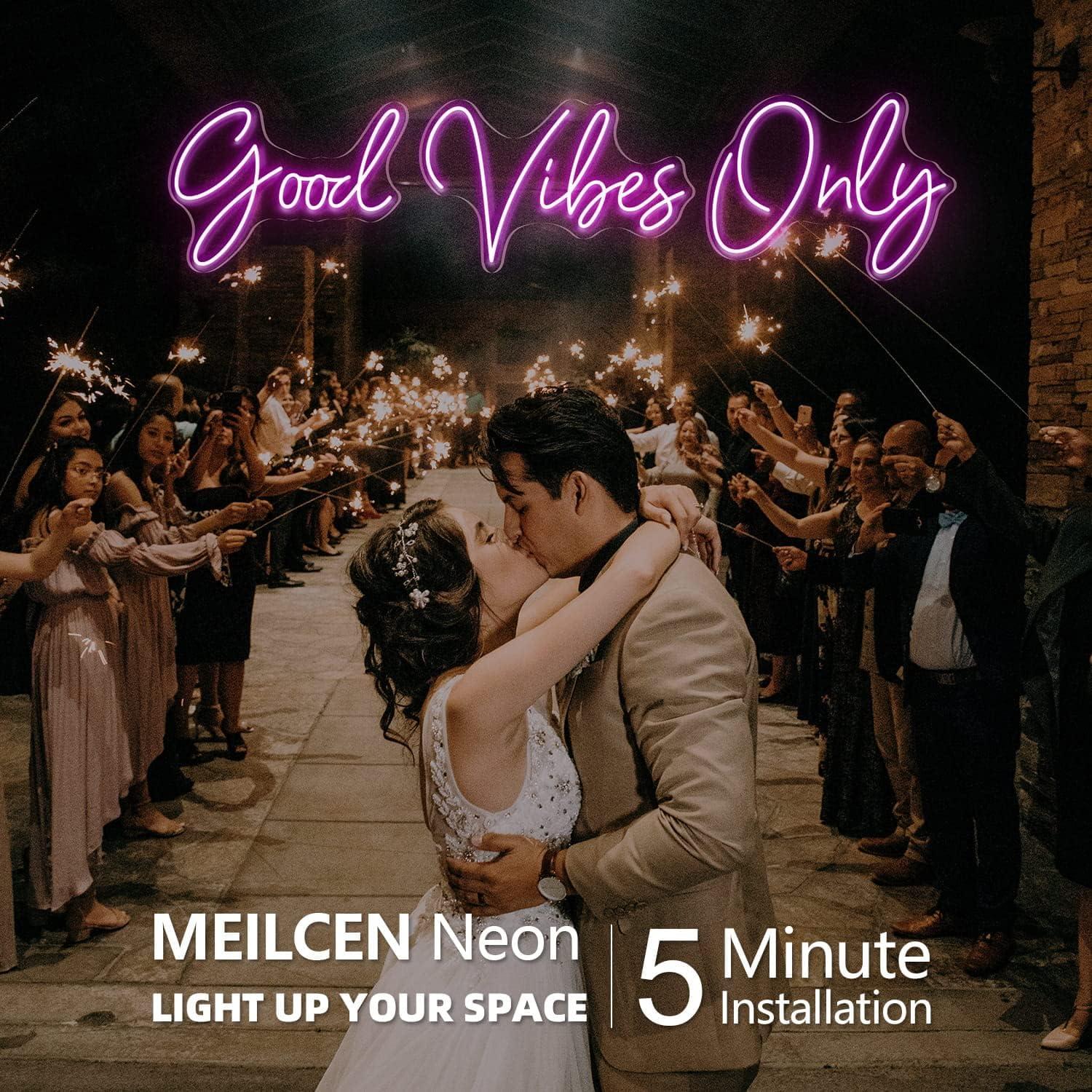 Cartel de Neón LED Meilcen 143.5x34.3 cm Rosa Regulable