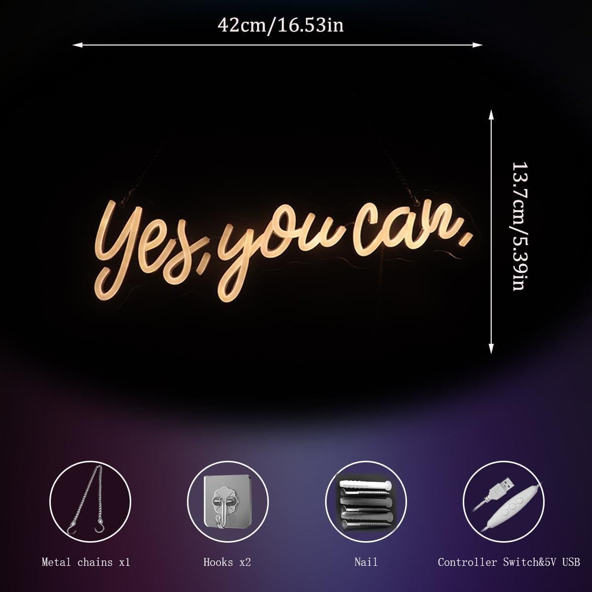 Letrero de Neón LED Nordstylee 'Sí, Puedes' 42x14 cm