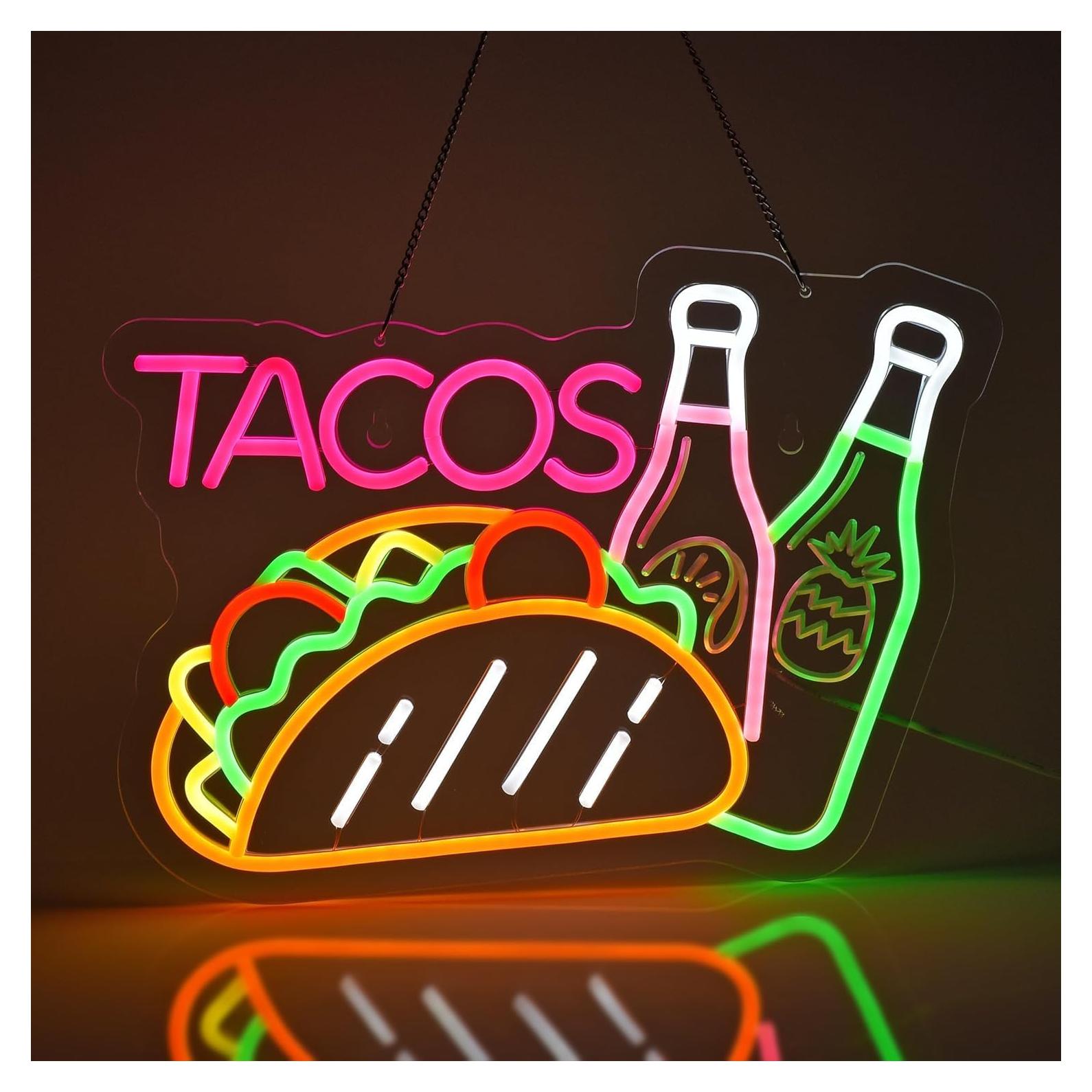 Letrero de Neon JOMOSPO Tacos 40.9x30.9cm USB Regulable