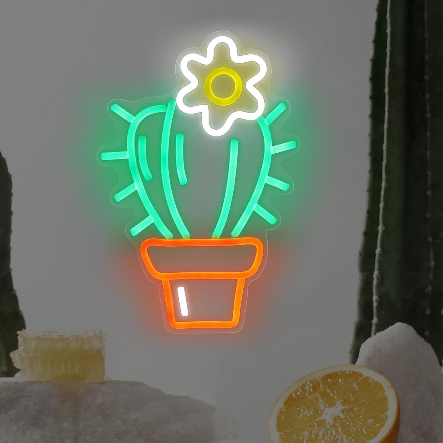 Luz de Neón LED Cactus Verde Mllusxg 42.5x29cm Decorativa