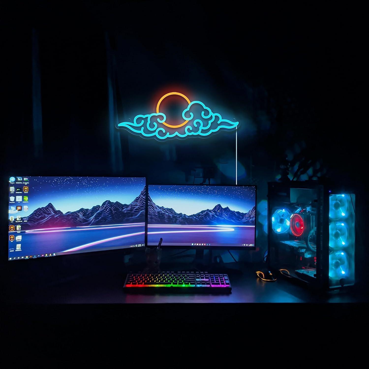 Letrero de Neón Anime JIARODEY Nube LED 39x15cm Ajustable