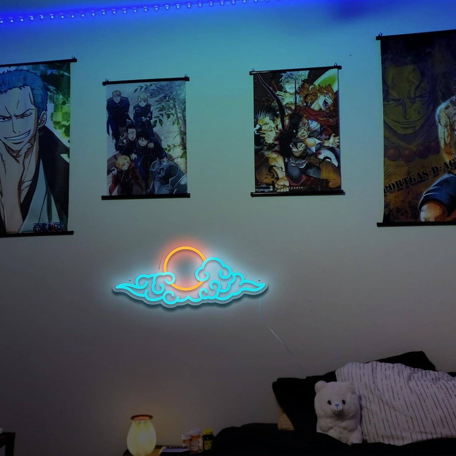 Letrero de Neón Anime JIARODEY Nube LED 39x15cm Ajustable