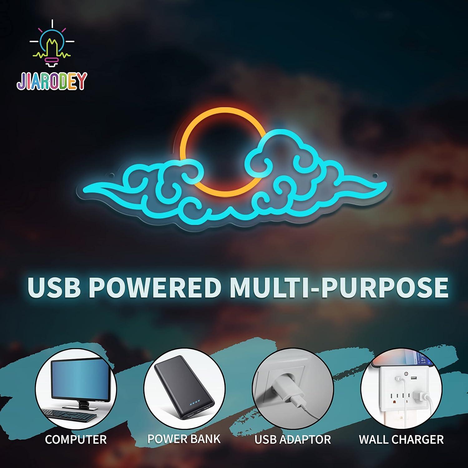 Letrero de Neón Anime JIARODEY Nube LED 39x15cm Ajustable