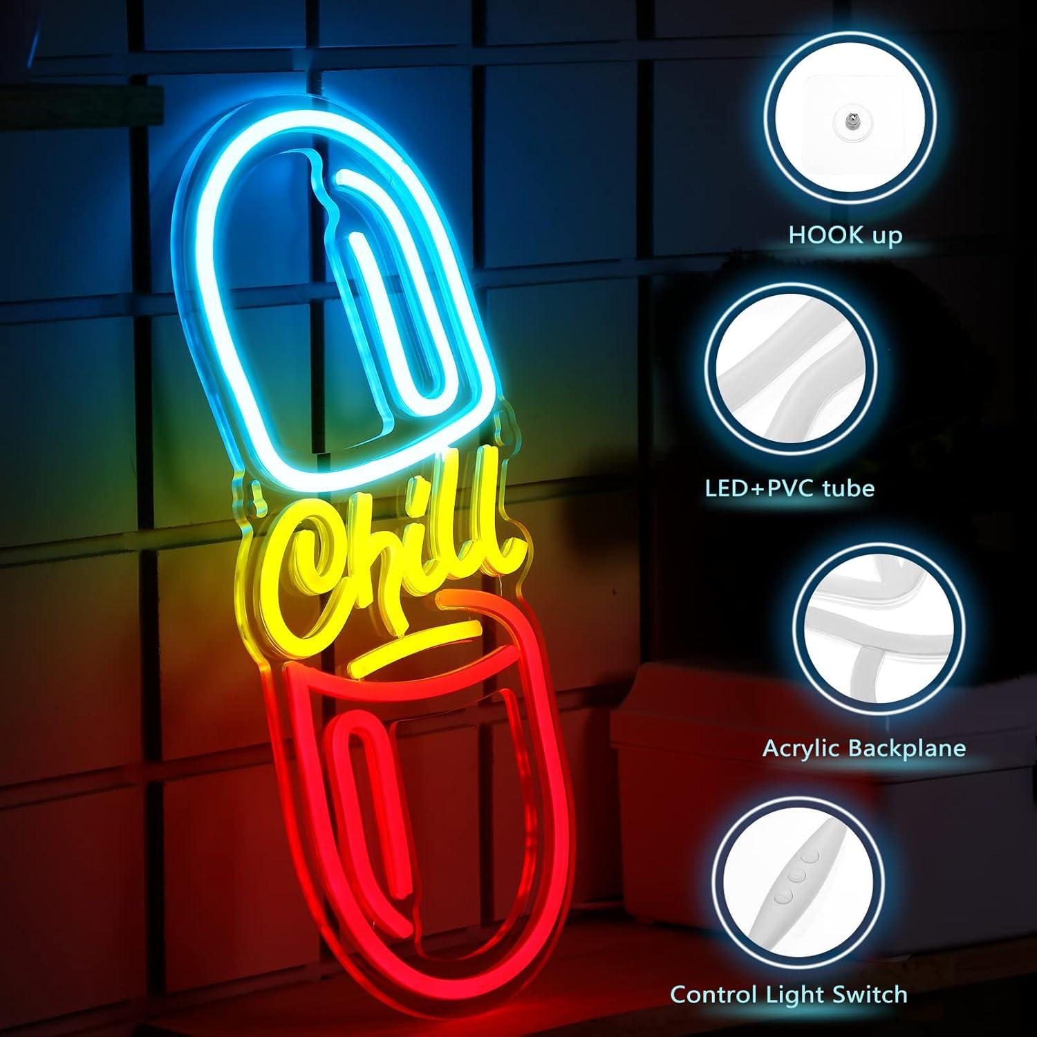 Cartel de Neón Riakrum Chill Pill LED 40 x 18 cm Decoración