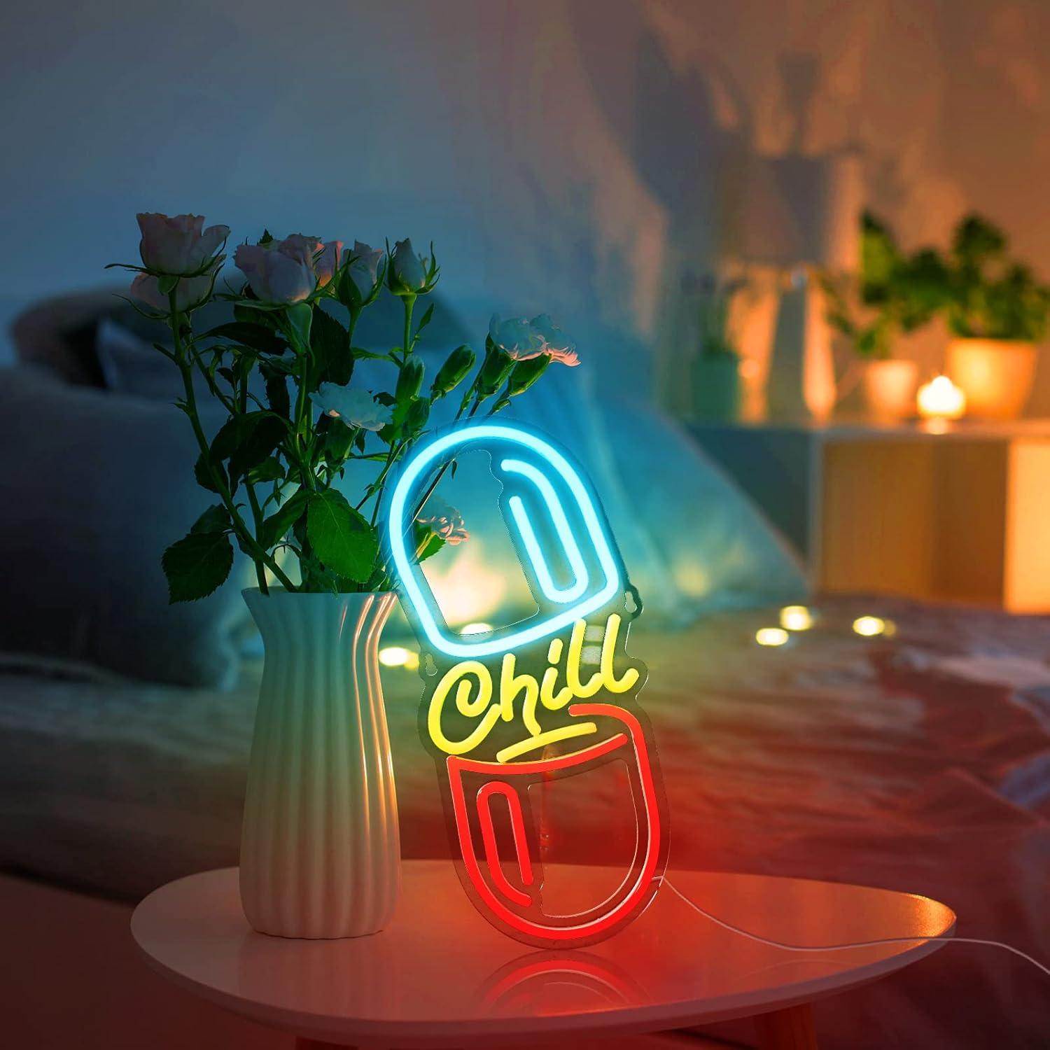 Cartel de Neón Riakrum Chill Pill LED 40 x 18 cm Decoración