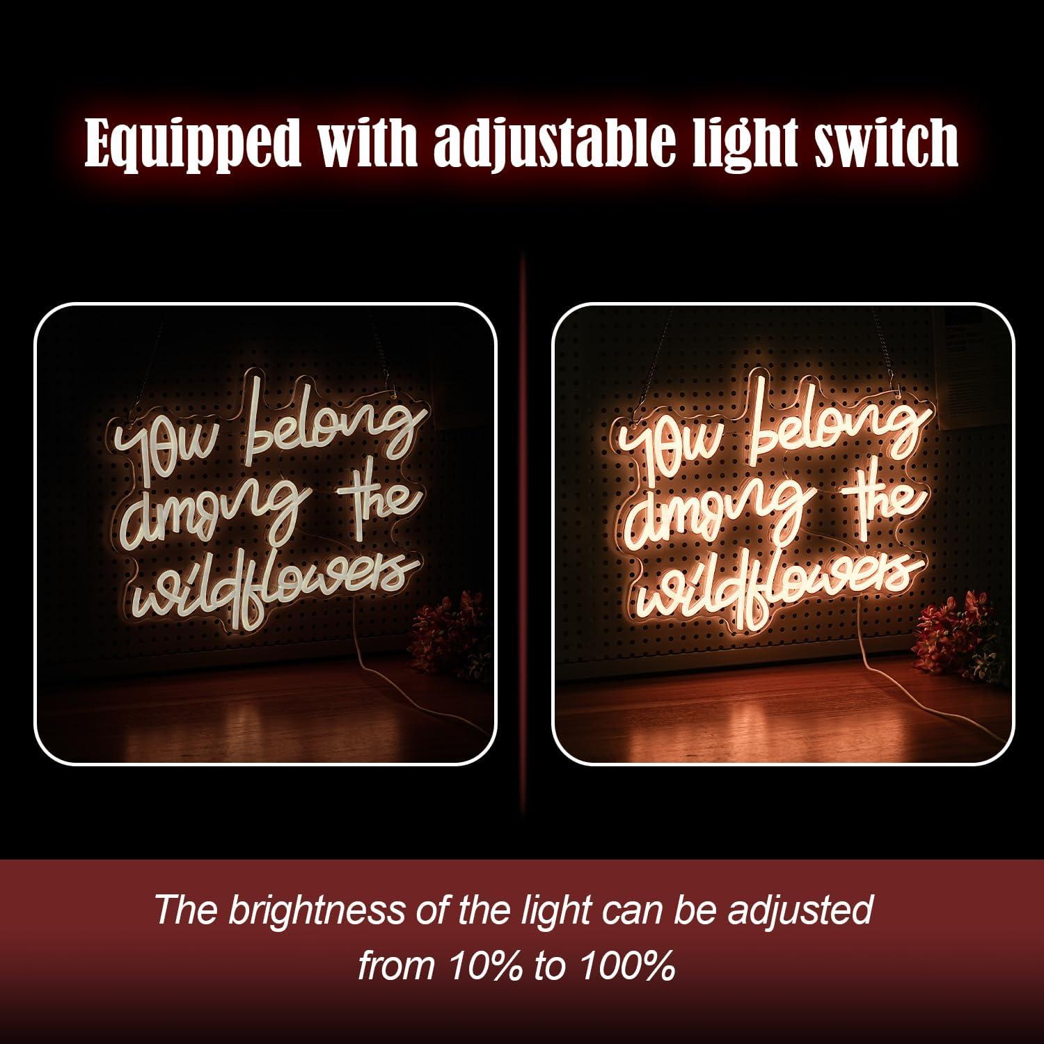 Letrero de neón LIUOZHTEA Perteneces entre flores 42x32cm