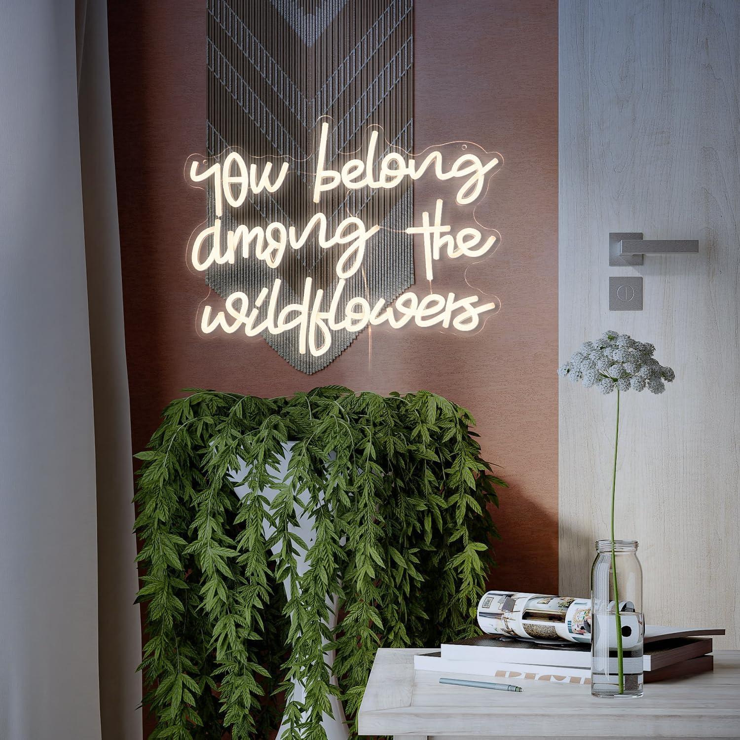 Letrero de neón LIUOZHTEA Perteneces entre flores 42x32cm