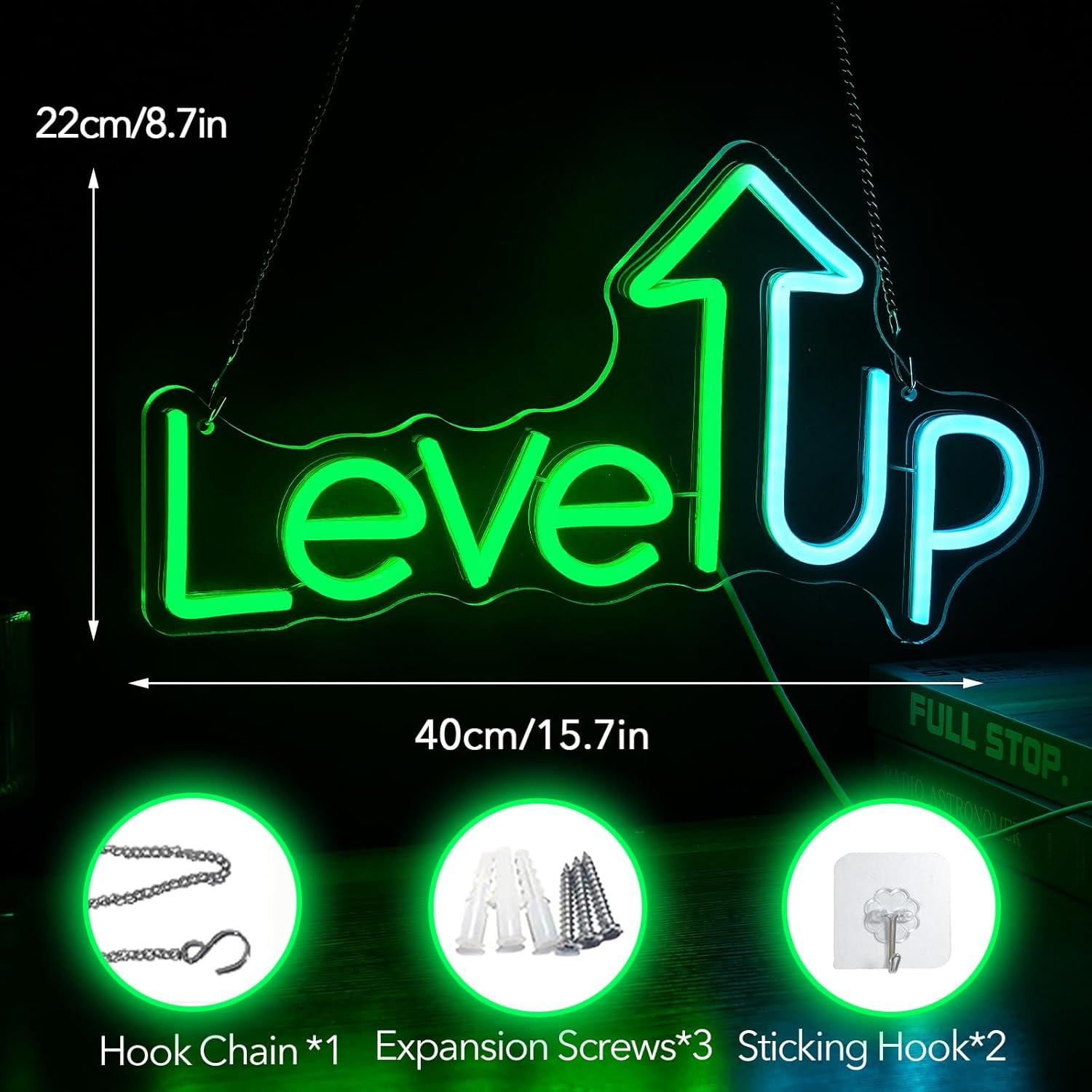 Cartel de Neón LED Level UP Noasktt para Decoración de Pared