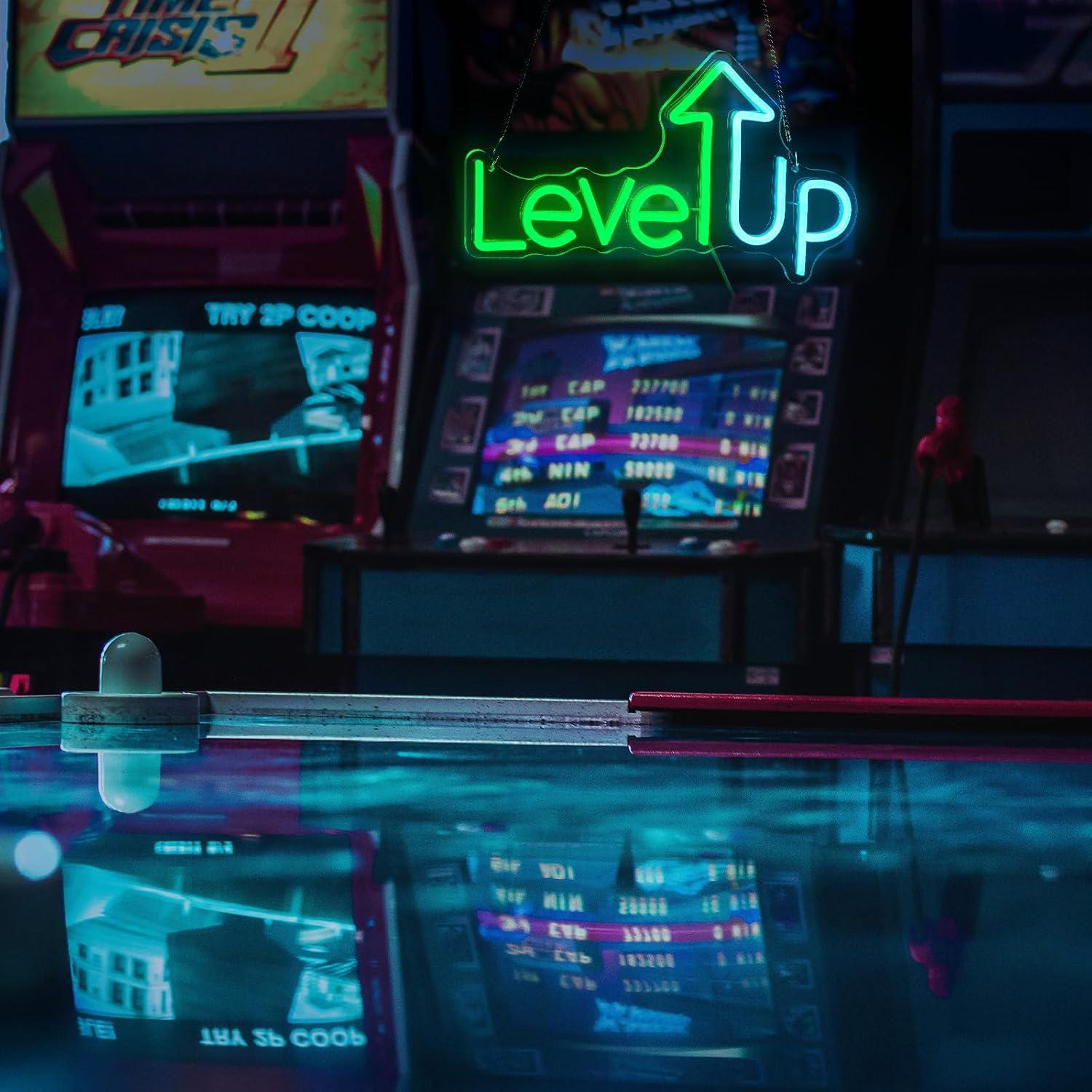 Cartel de Neón LED Level UP Noasktt para Decoración de Pared