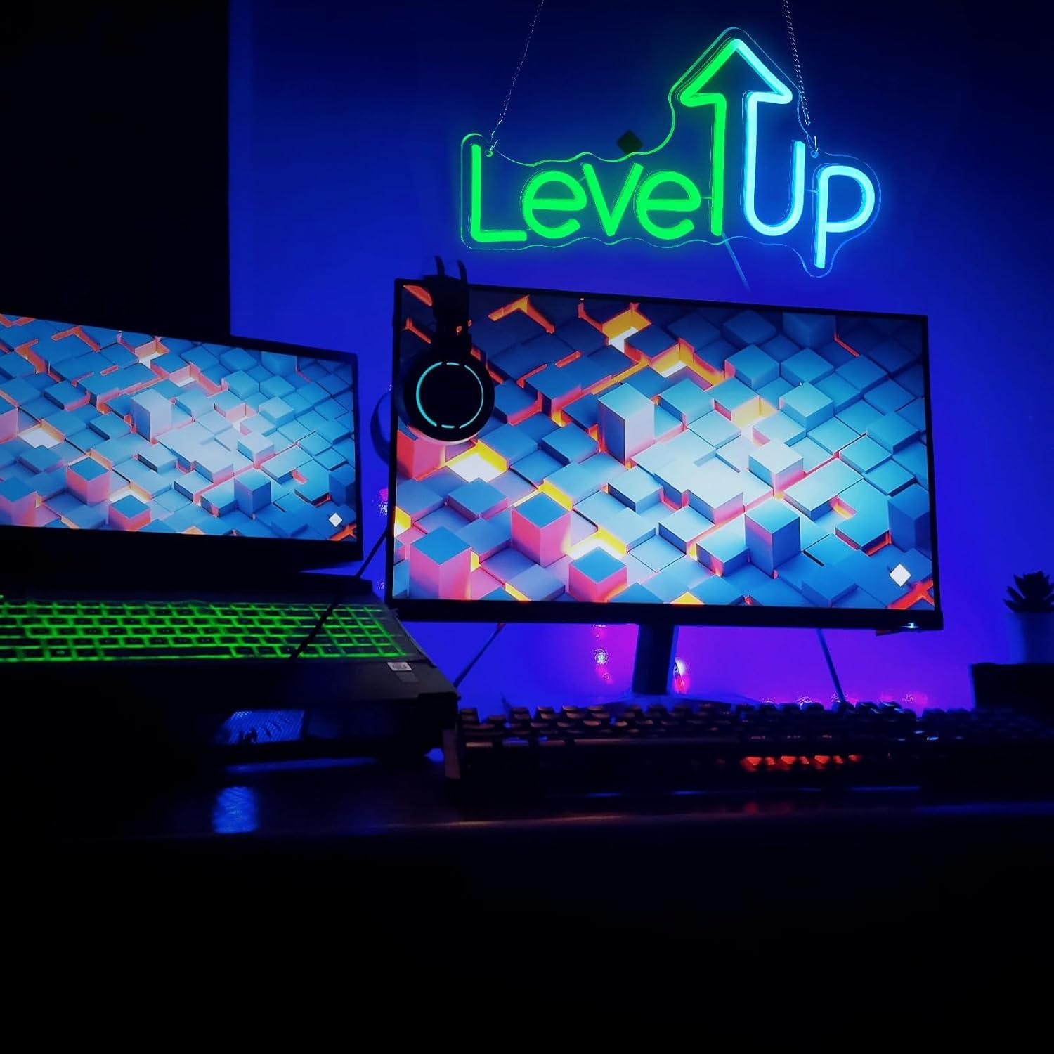 Cartel de Neón LED Level UP Noasktt para Decoración de Pared