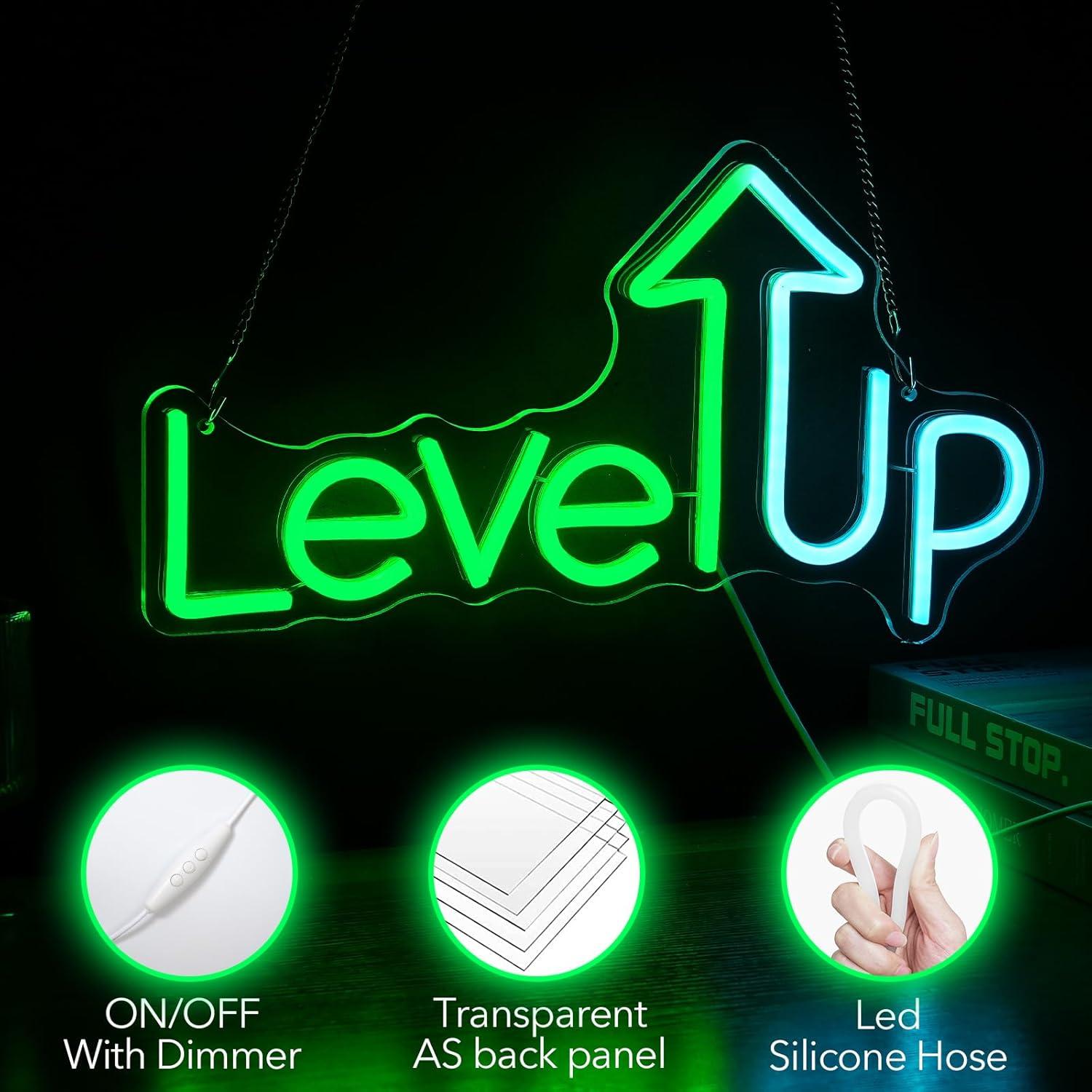 Cartel de Neón LED Level UP Noasktt para Decoración de Pared