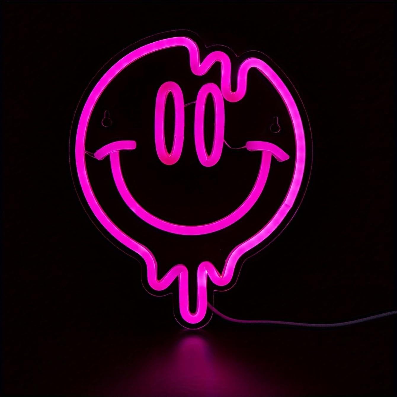 Luz de Neón LED Sonriente Cusgazy Rosa 26.4x21.4 cm USB