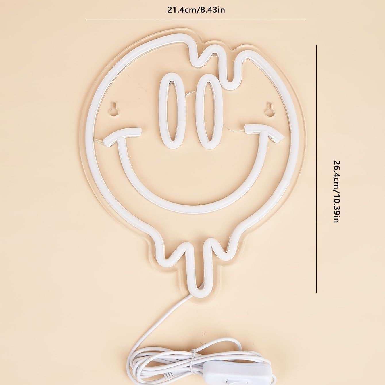 Luz de Neón LED Sonriente Cusgazy Rosa 26.4x21.4 cm USB