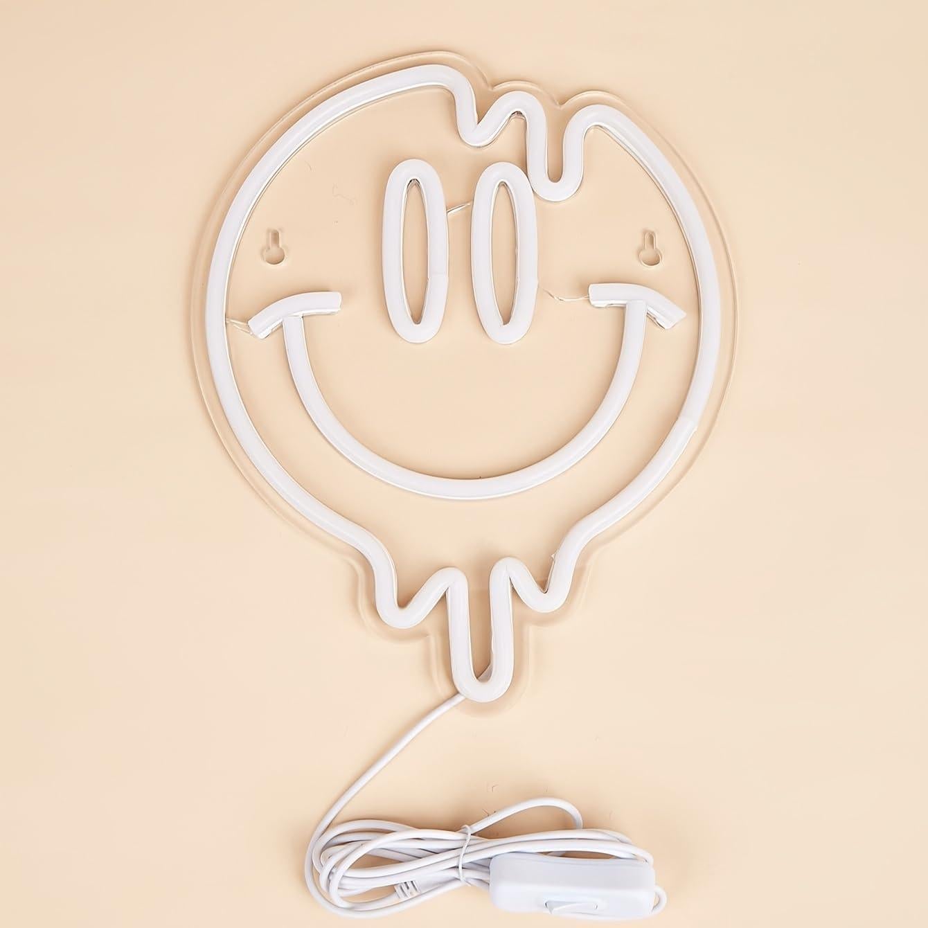 Luz de Neón LED Sonriente Cusgazy Rosa 26.4x21.4 cm USB