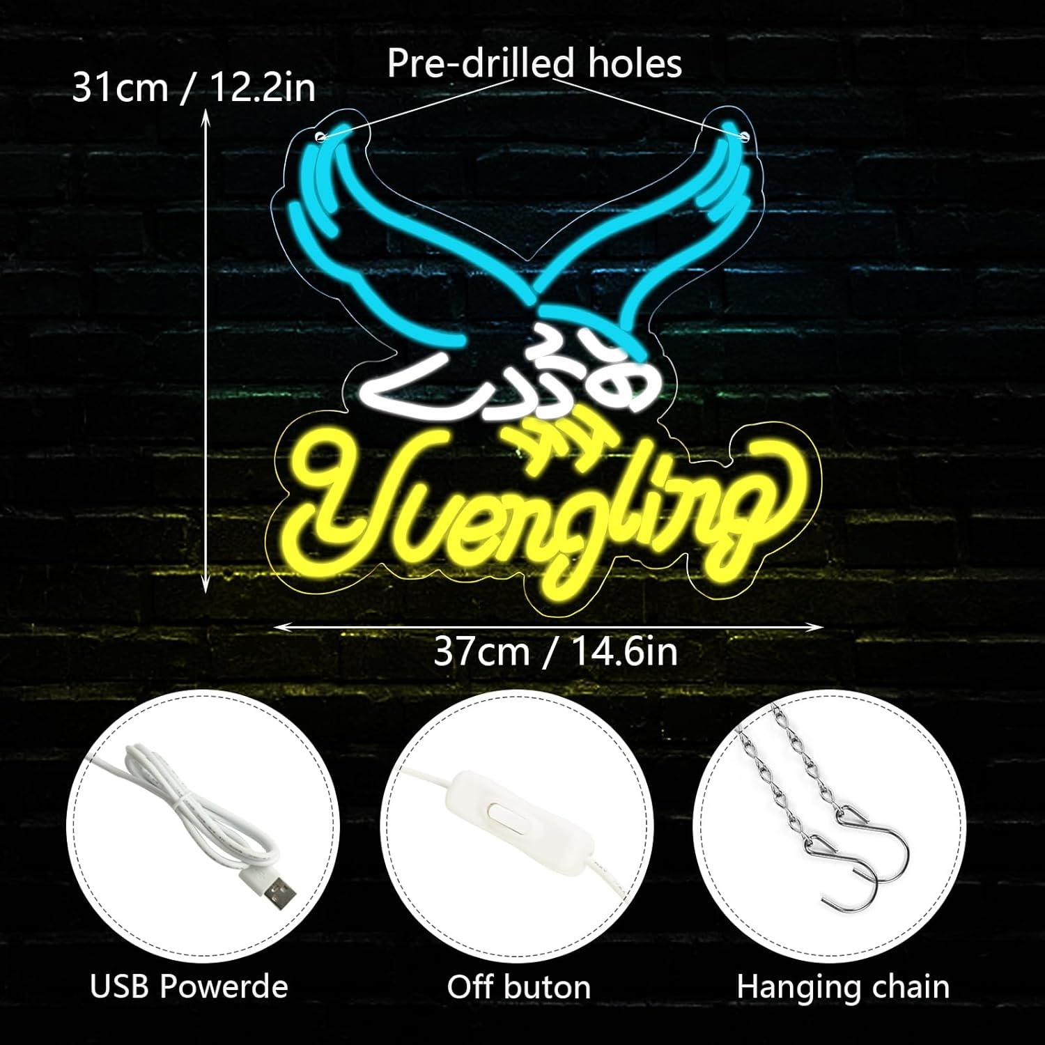 Cartel de neón Balanar Yuengling 31x37.6 cm para bar