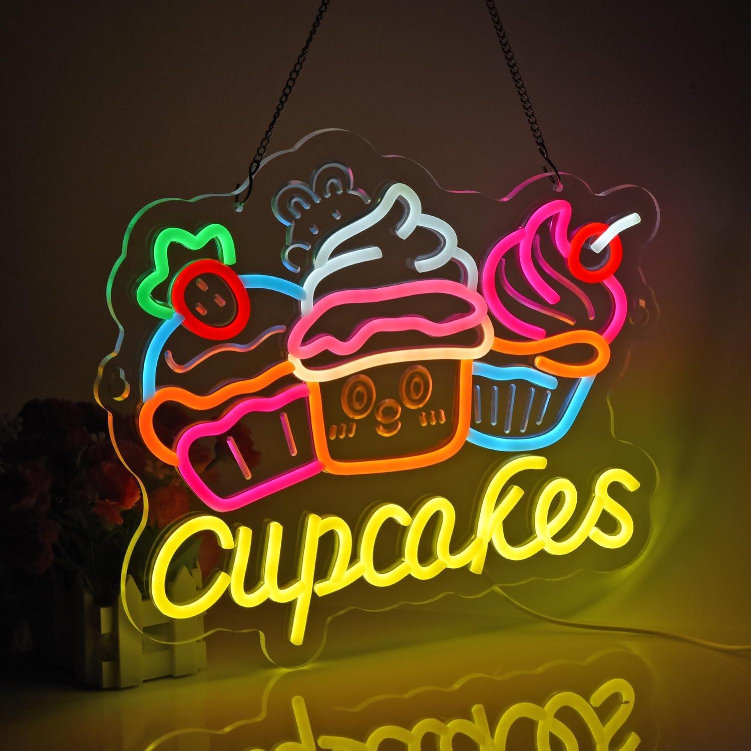 Letrero de Neón Cupcakes JOMOSPO 35.88x32 cm USB Regulable