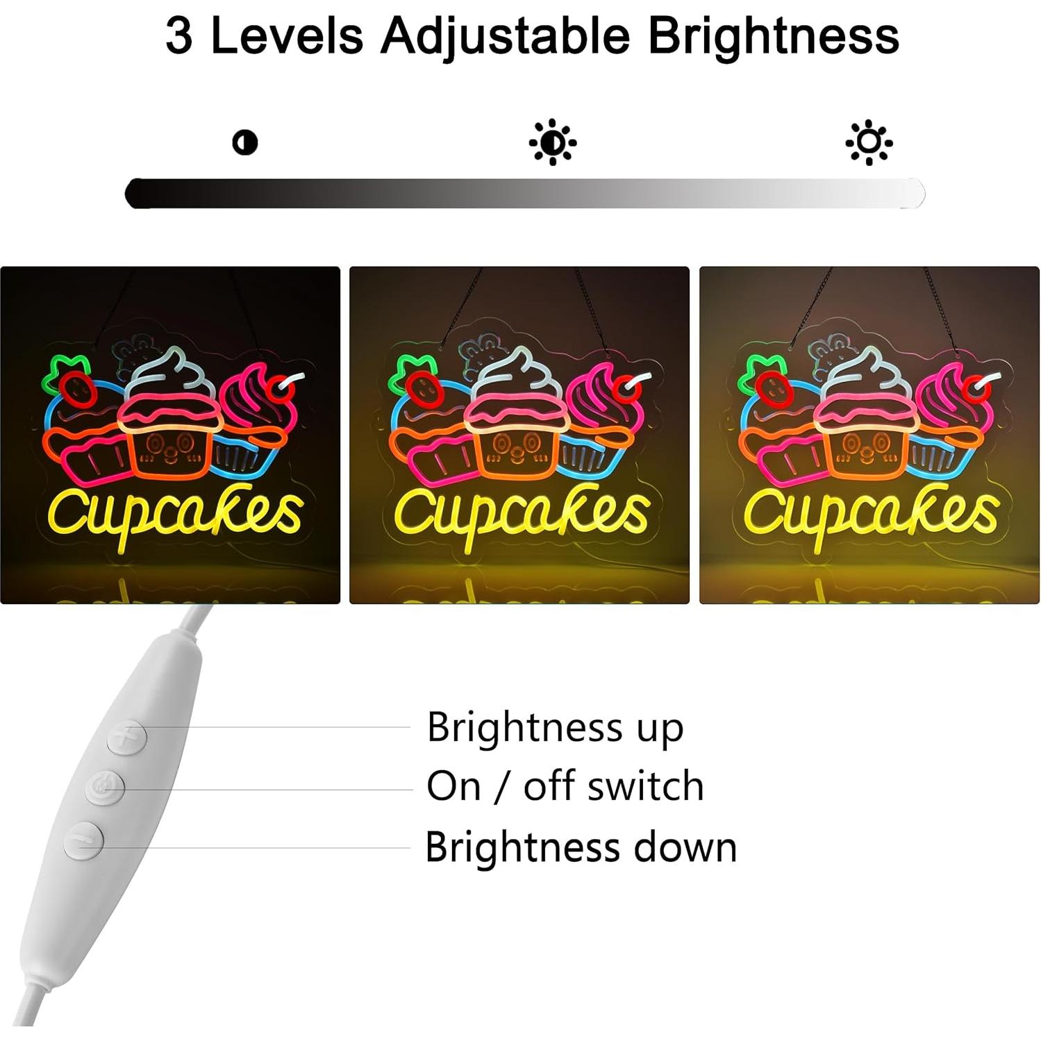 Letrero de Neón Cupcakes JOMOSPO 35.88x32 cm USB Regulable