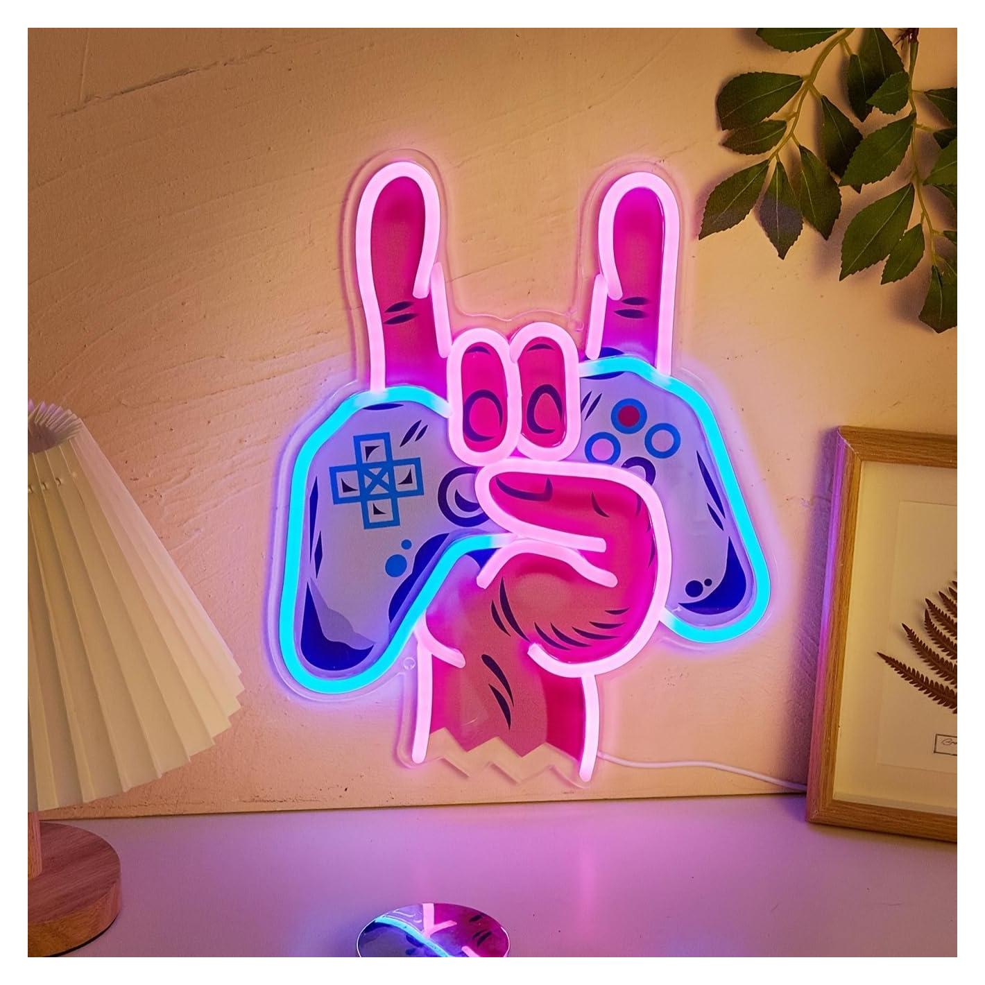 Letrero de Neón LED Cusgazy USB 35.4x28.2 cm Azul/Rosa