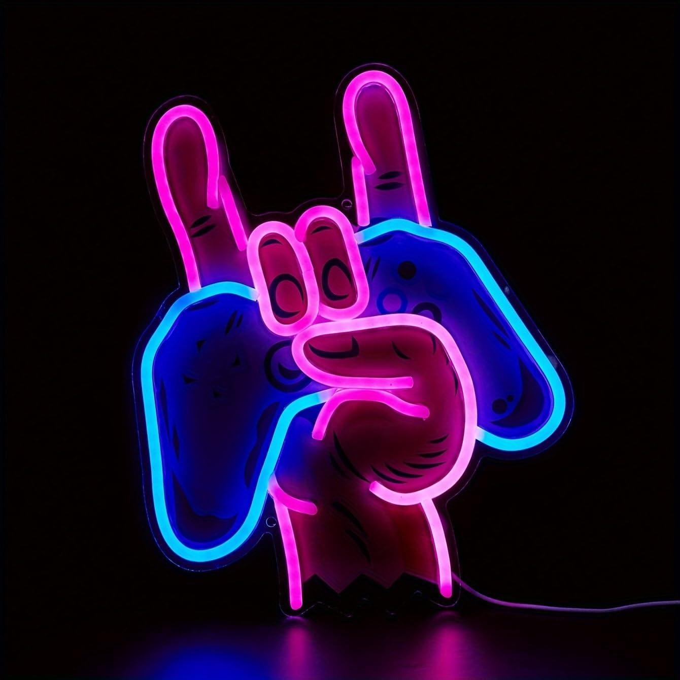 Letrero de Neón LED Cusgazy USB 35.4x28.2 cm Azul/Rosa