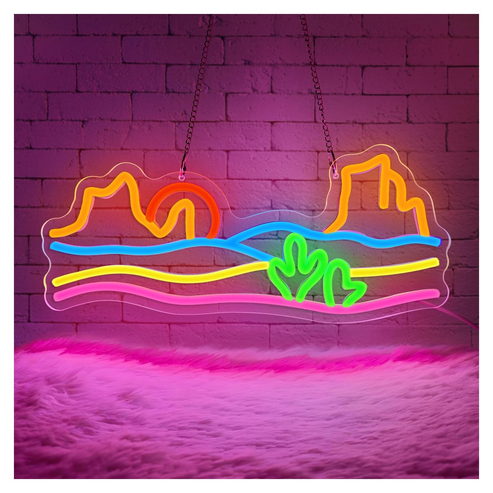 Cartel de Neón LED Montaña y Atardecer Sneignon 37.1x16cm