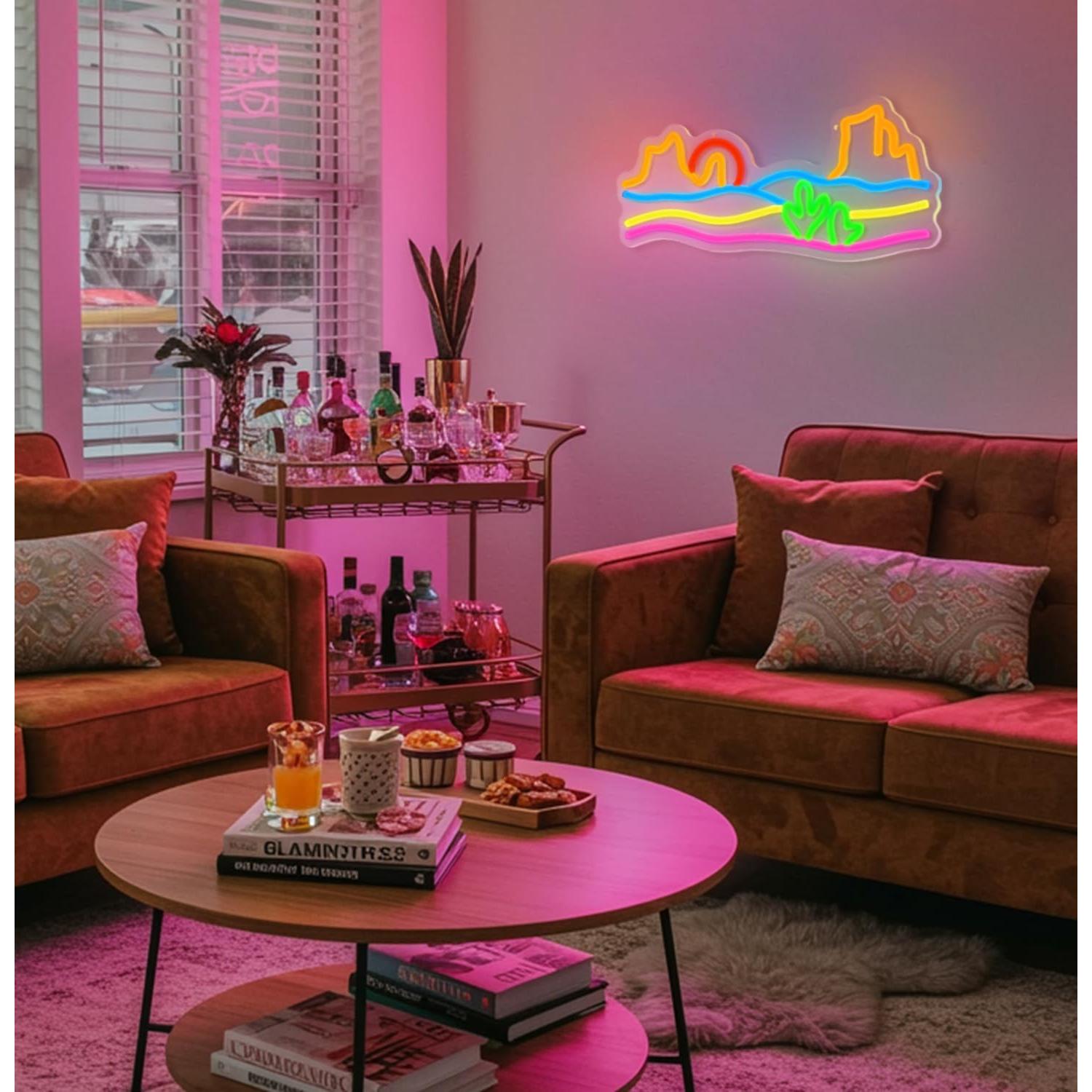 Cartel de Neón LED Montaña y Atardecer Sneignon 37.1x16cm