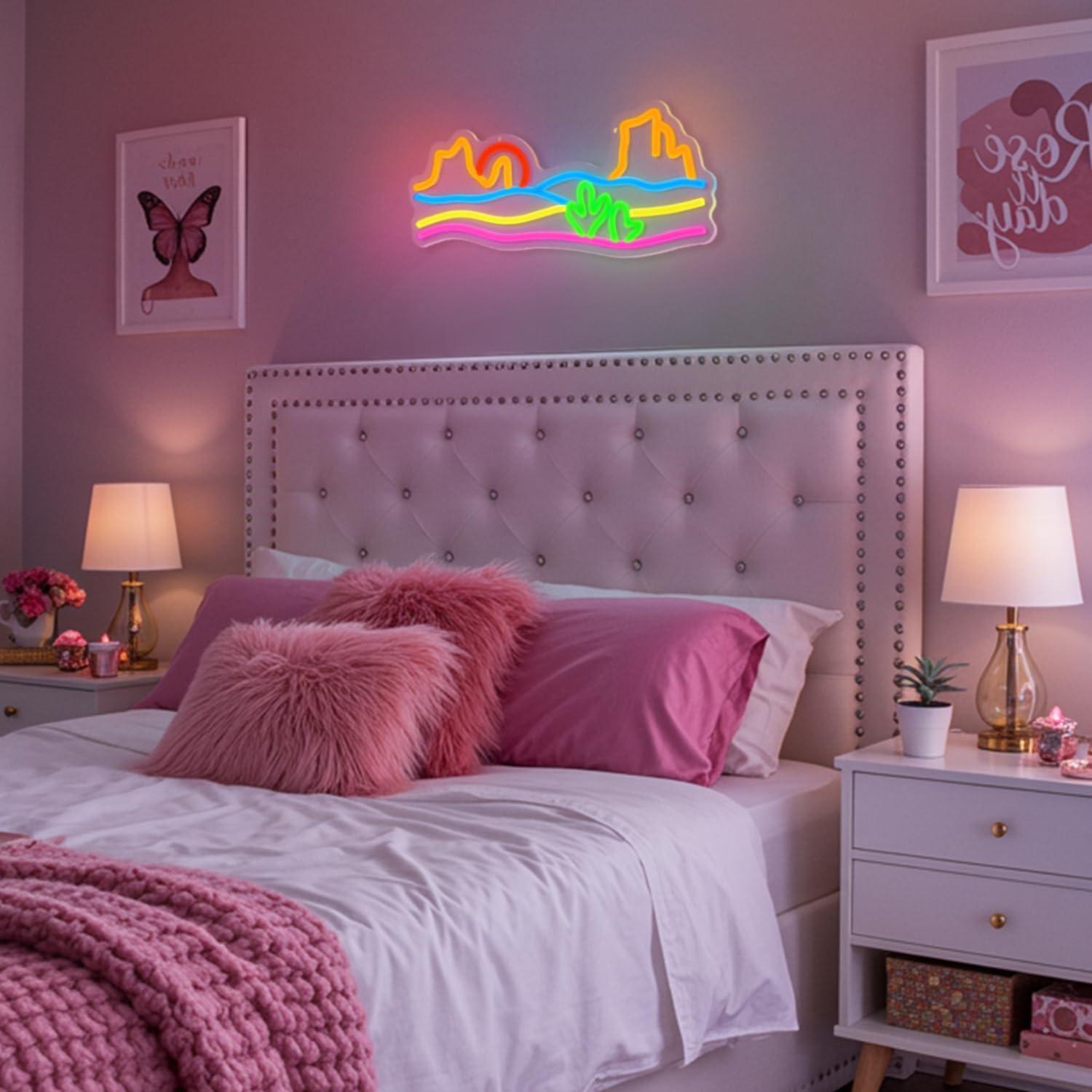 Cartel de Neón LED Montaña y Atardecer Sneignon 37.1x16cm