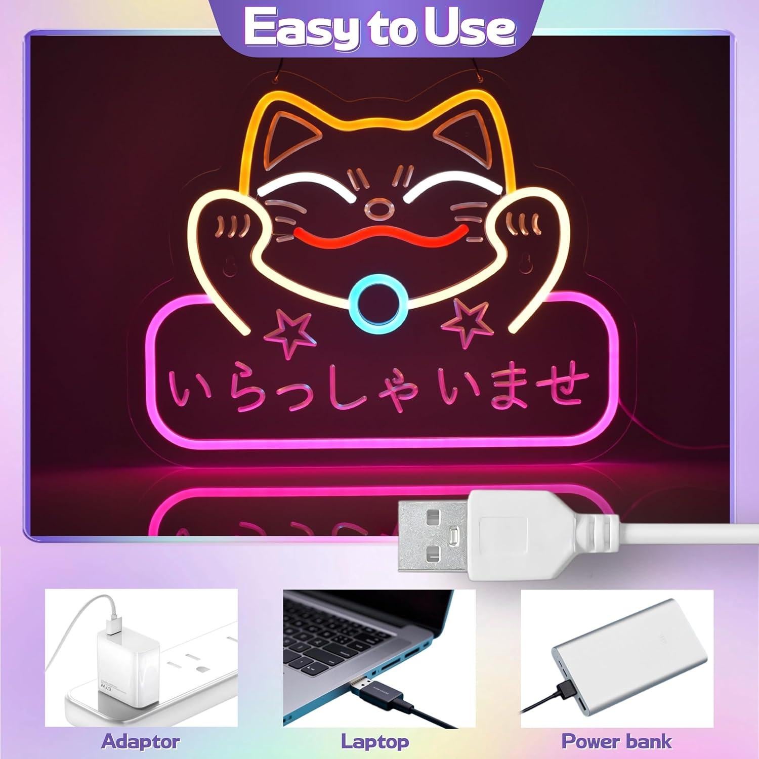 Cartel de Neón Japonés Bienvenido CNBEYOUNG 40.9x32 cm