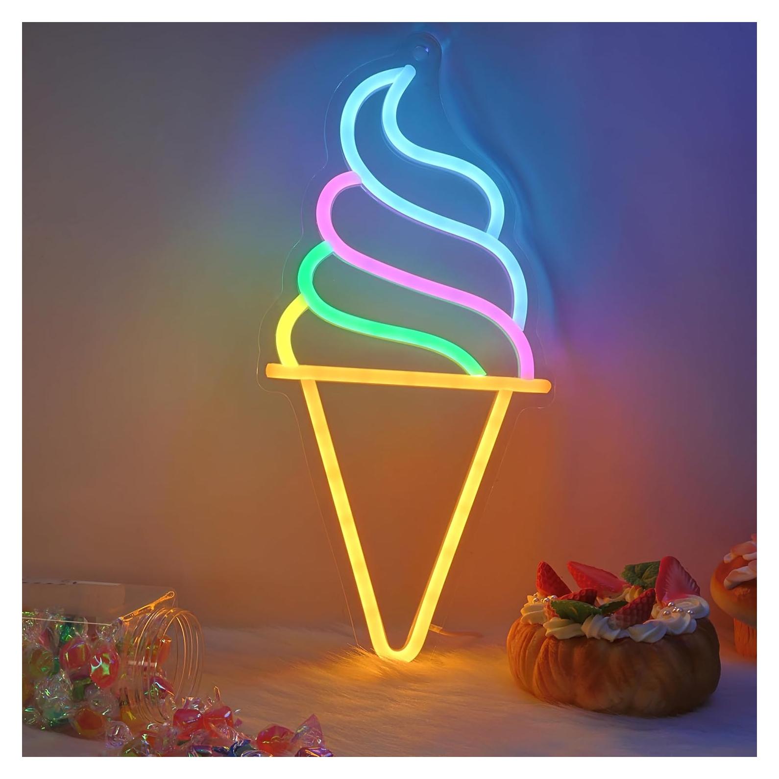 Letrero de Neón Helado CoolGift Mart LED USB Decorativo