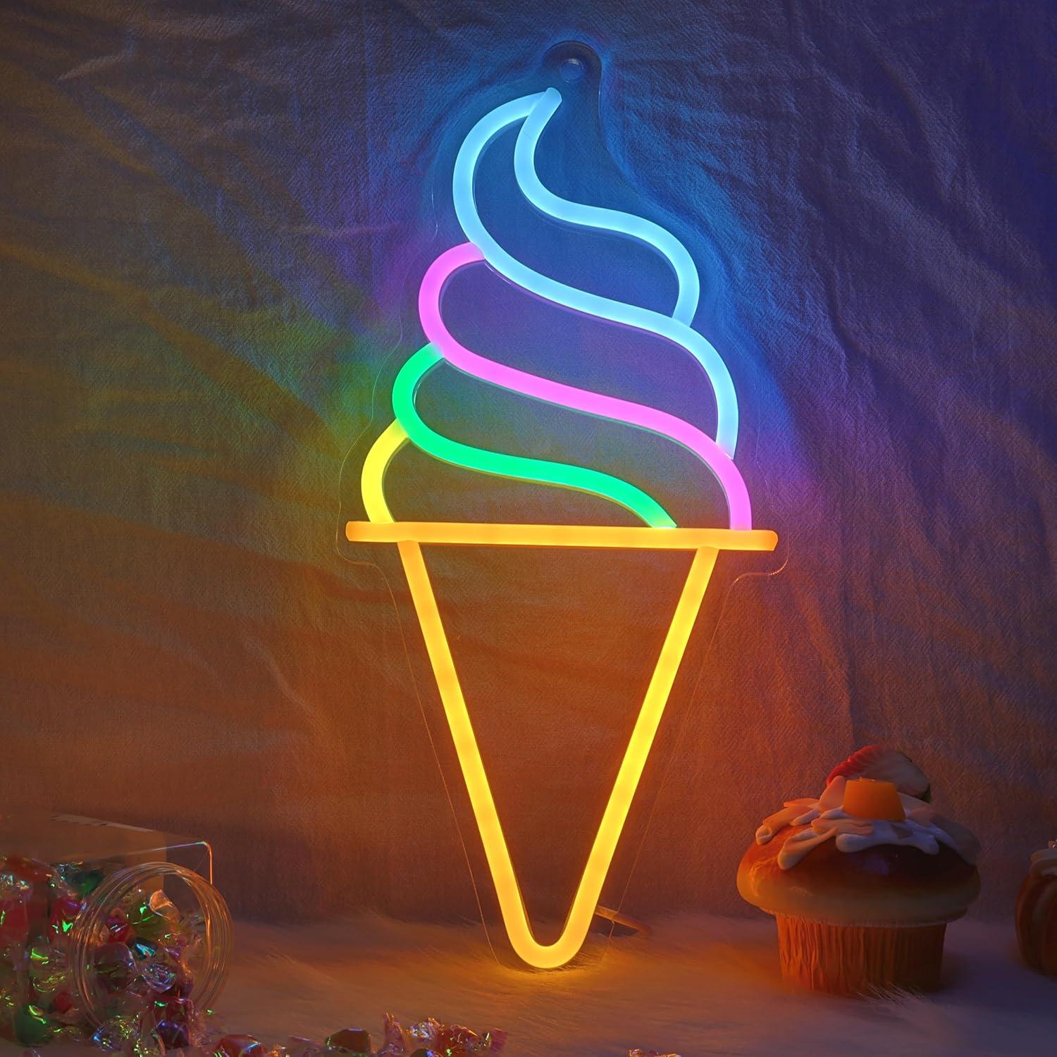 Letrero de Neón Helado CoolGift Mart LED USB Decorativo