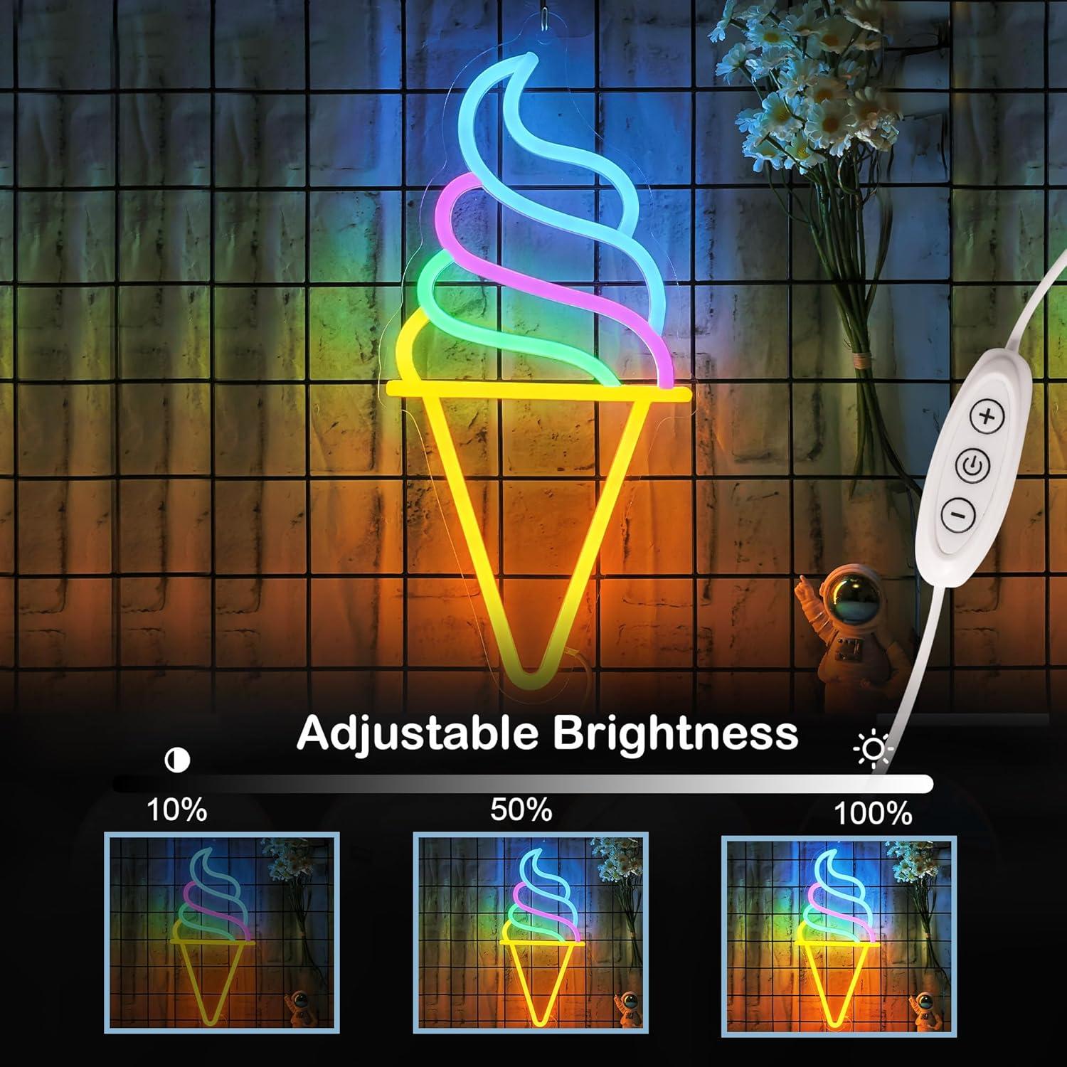 Letrero de Neón Helado CoolGift Mart LED USB Decorativo