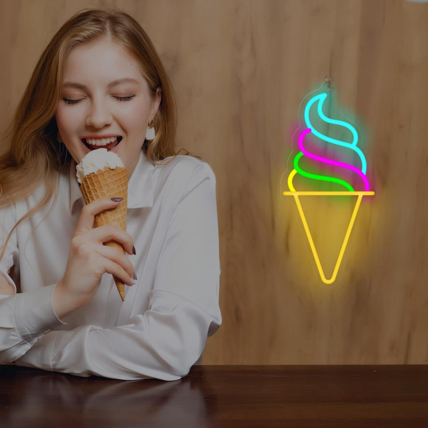 Letrero de Neón Helado CoolGift Mart LED USB Decorativo