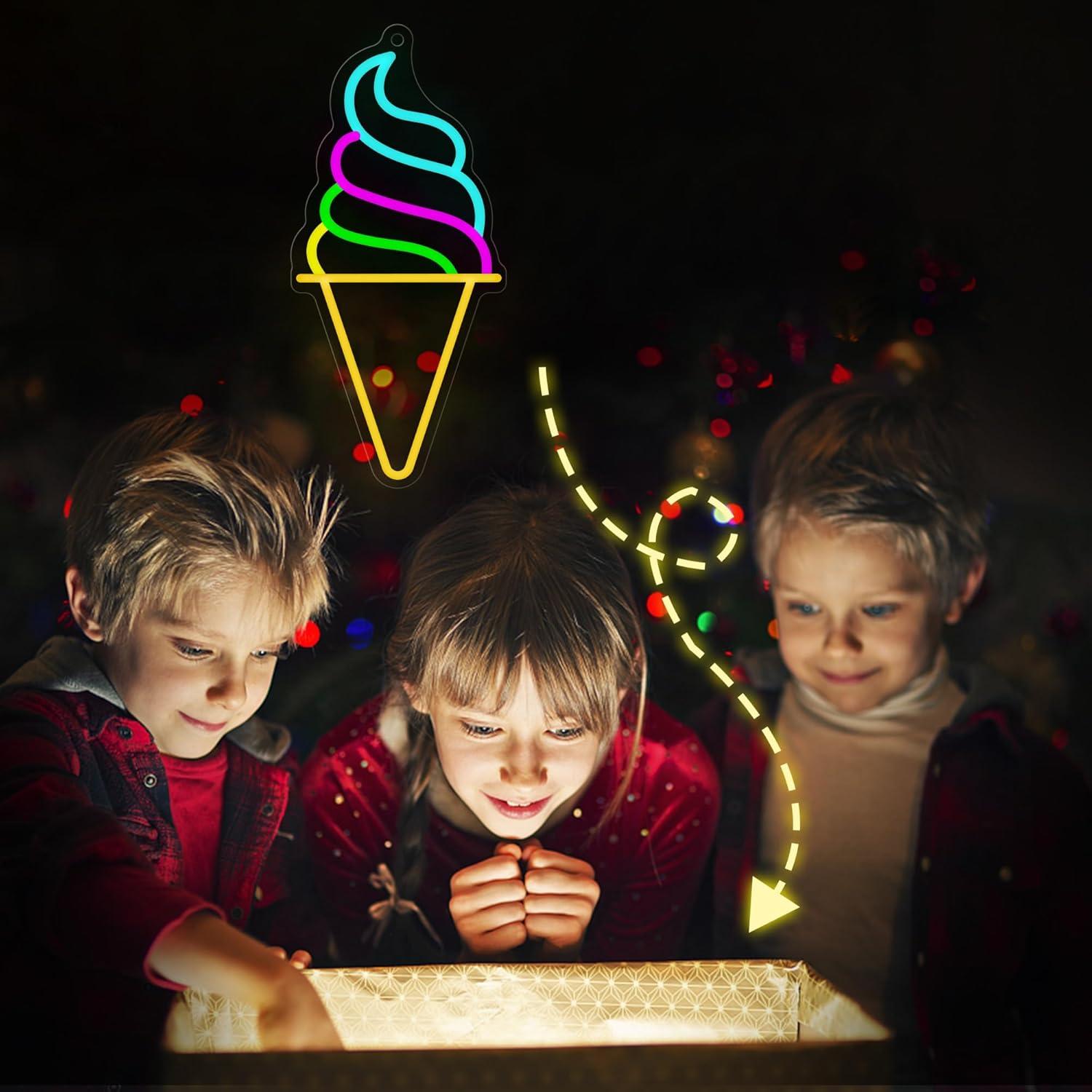 Letrero de Neón Helado CoolGift Mart LED USB Decorativo