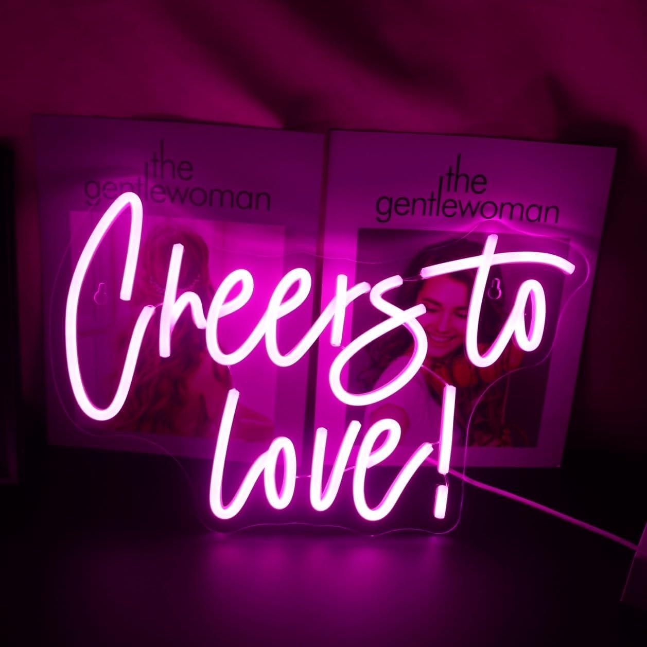 Luz Neon QiaoFei Cheers To Love 42x31 cm USB Decorativa