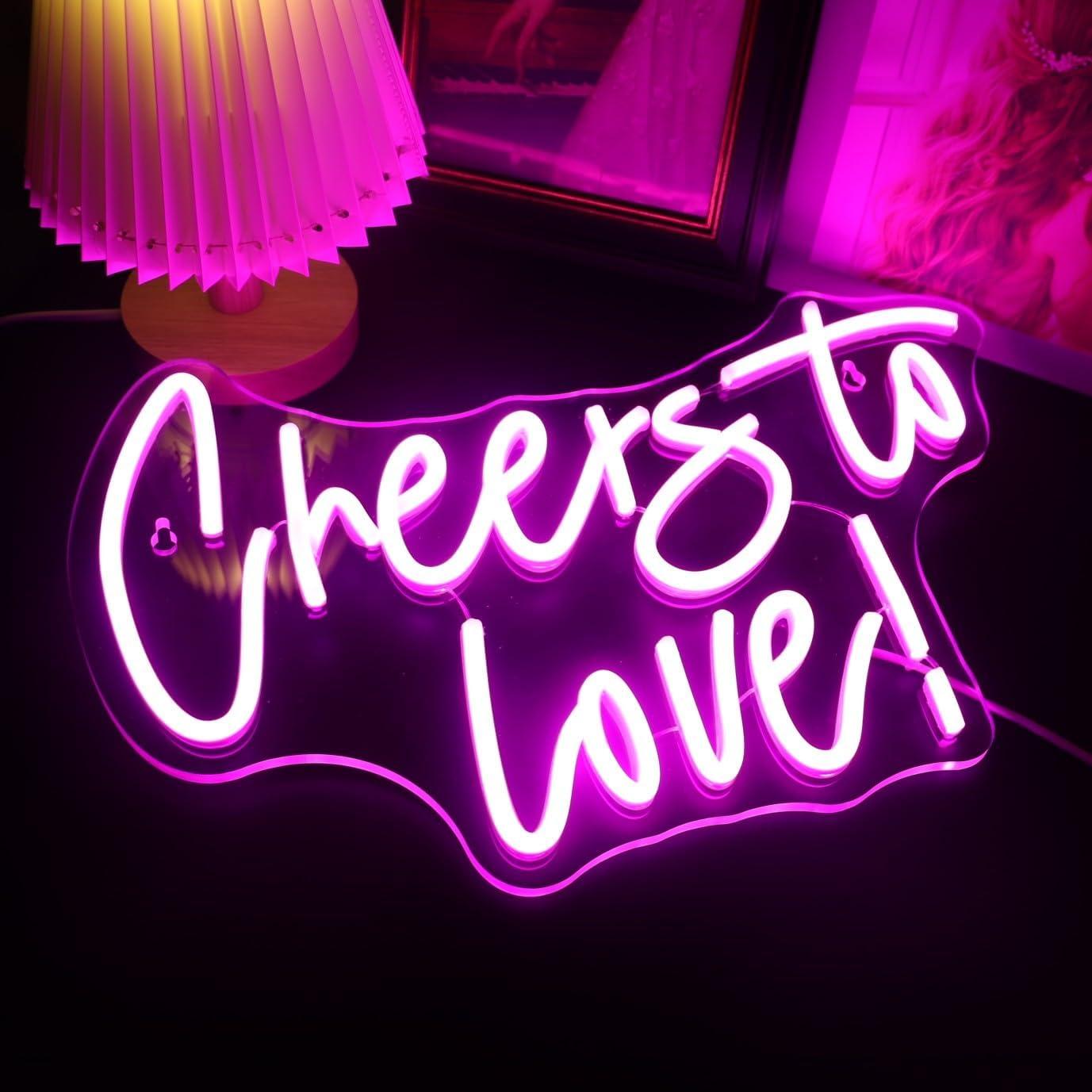 Luz Neon QiaoFei Cheers To Love 42x31 cm USB Decorativa