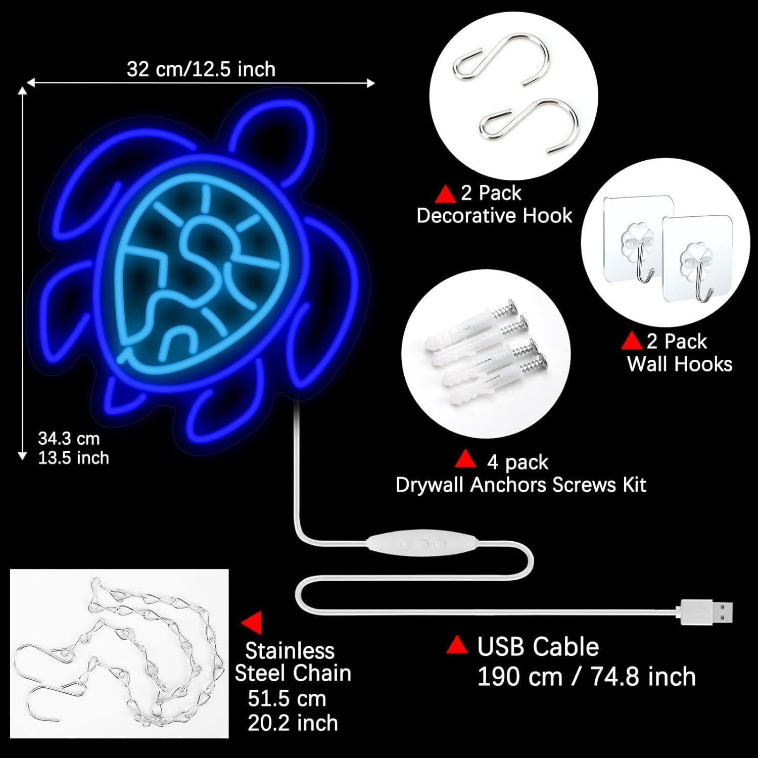 Lámpara de Pared Tortuga Marina Azul GTOTd - Luz LED Decorativa