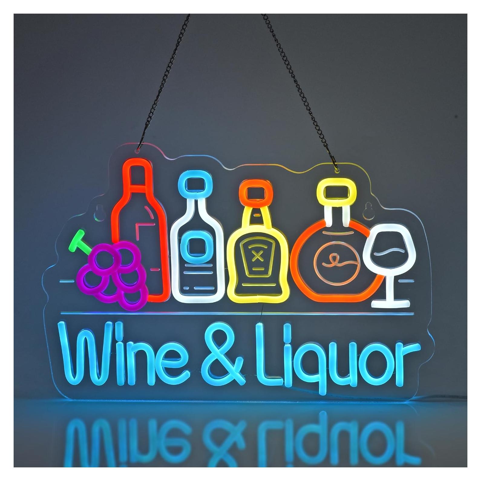 Cartel de Neón LED Licor de Vino JULHOVR 40.96x27.94 cm