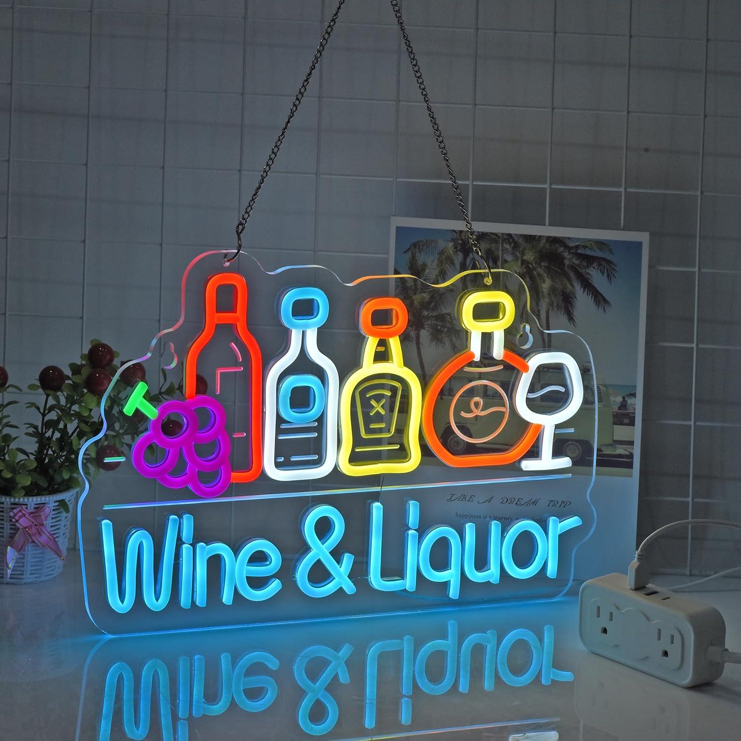 Cartel de Neón LED Licor de Vino JULHOVR 40.96x27.94 cm