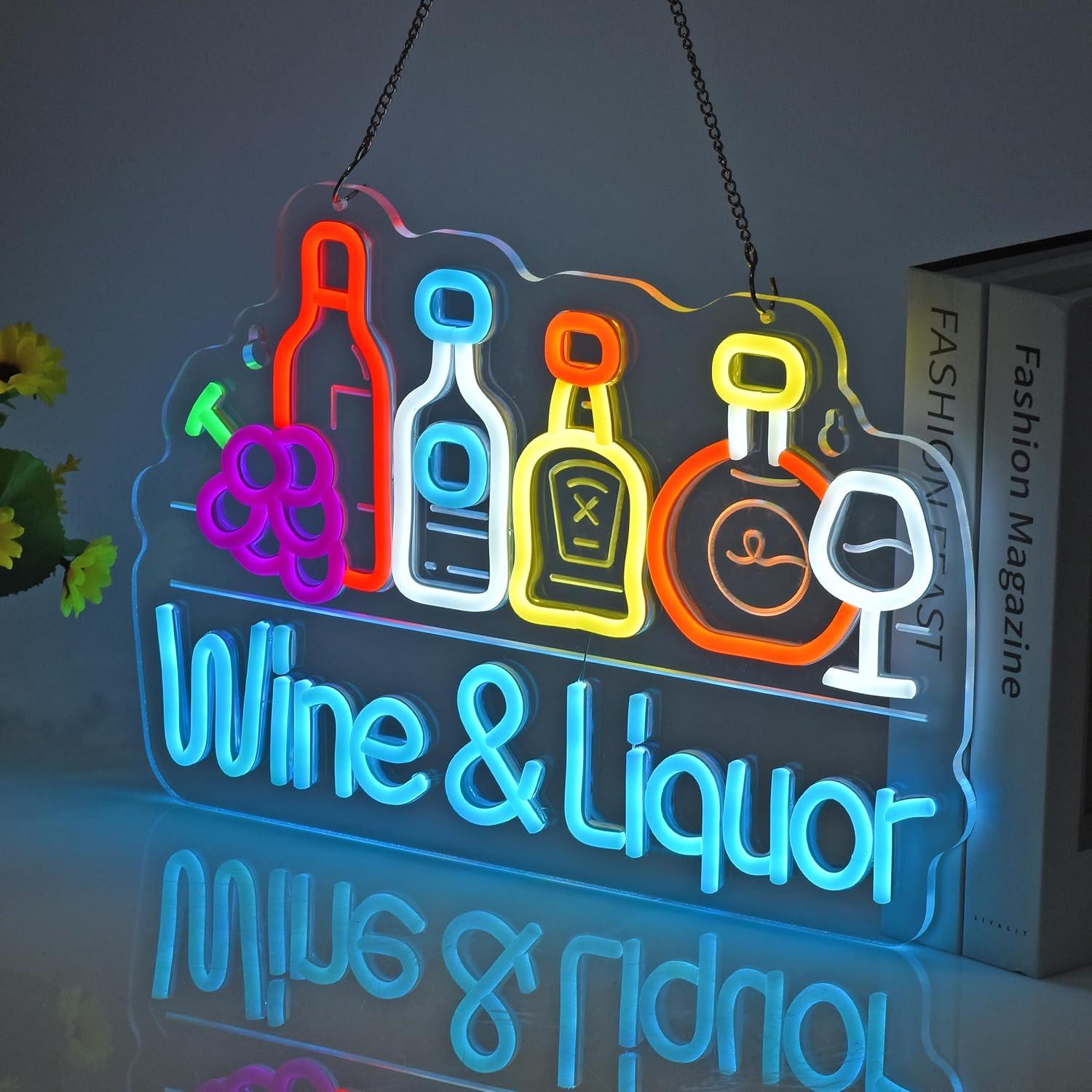 Cartel de Neón LED Licor de Vino JULHOVR 40.96x27.94 cm