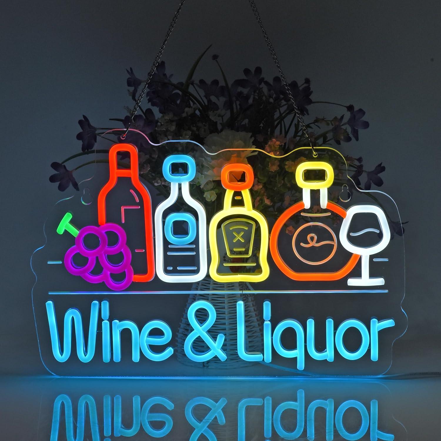Cartel de Neón LED Licor de Vino JULHOVR 40.96x27.94 cm