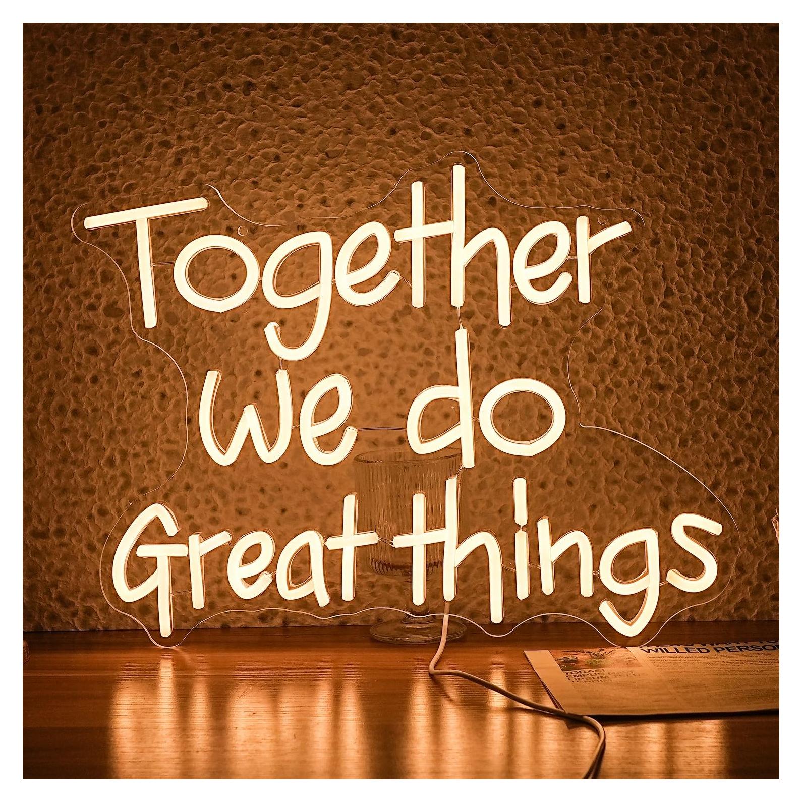 Letrero Neón LED Juntos Hacemos Grandes Cosas 42x32 cm