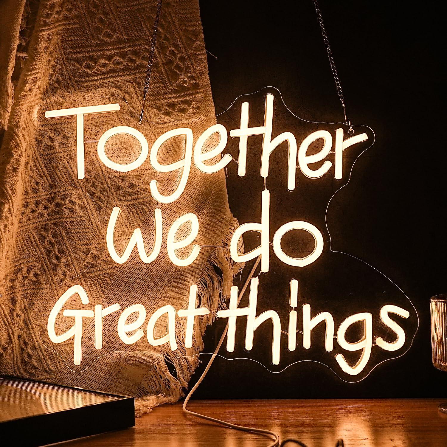 Letrero Neón LED Juntos Hacemos Grandes Cosas 42x32 cm
