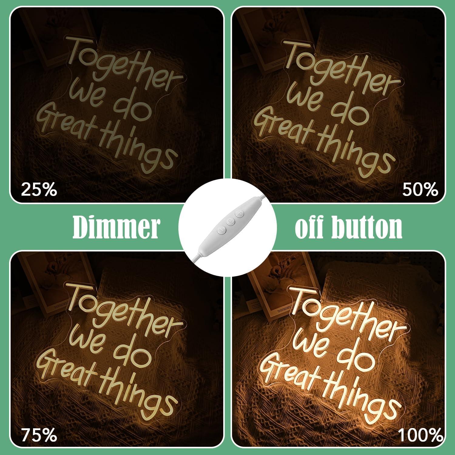 Letrero Neón LED Juntos Hacemos Grandes Cosas 42x32 cm