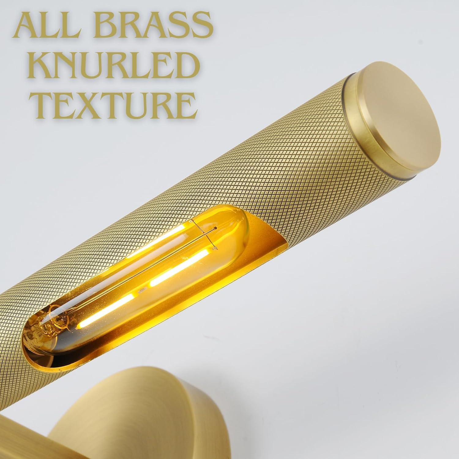 Aplique de Pared de Latón 19" (48.3 cm) Knurldon con Bombillas