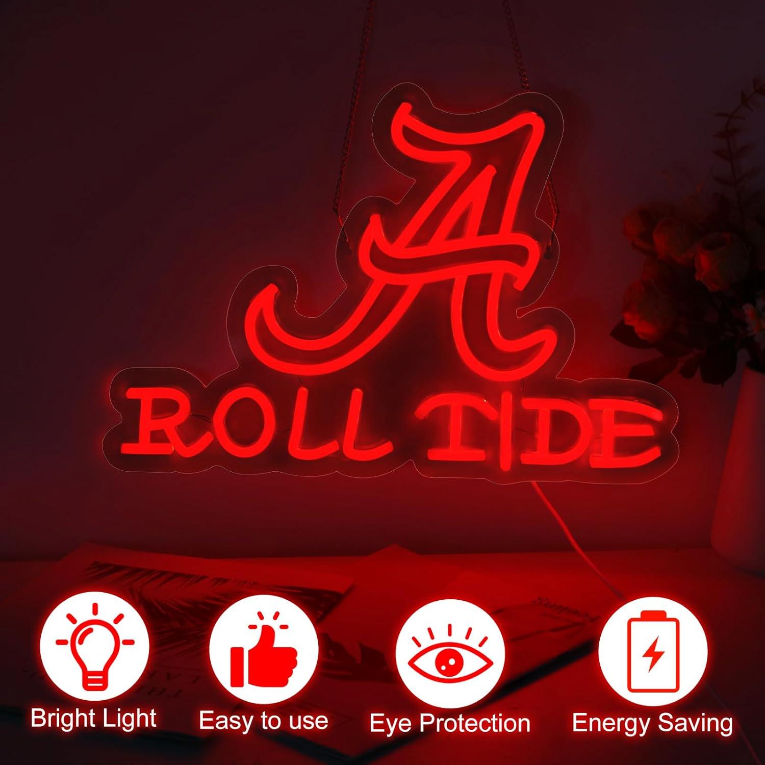 Cartel de Neón LED Roll Tide 41.91x30.48cm para Decoración
