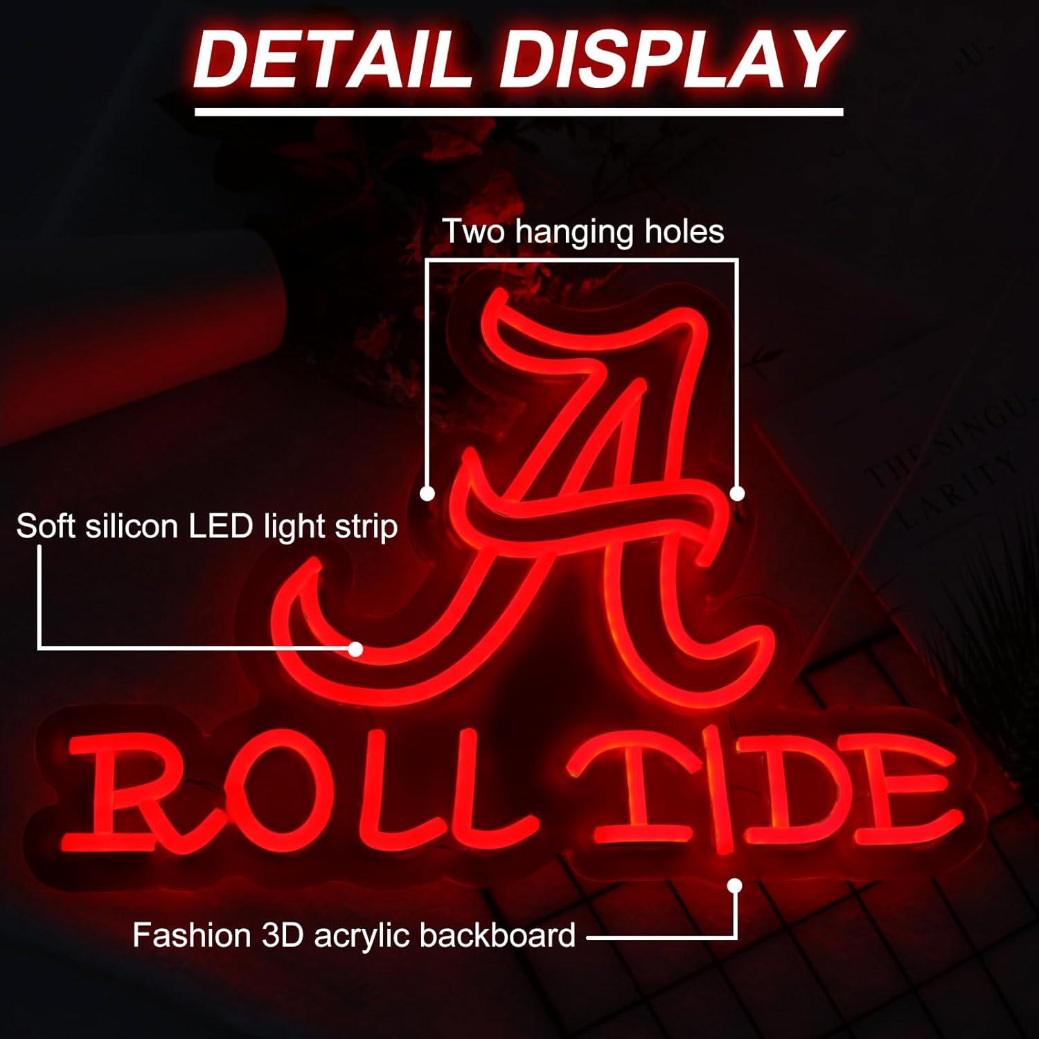 Cartel de Neón LED Roll Tide 41.91x30.48cm para Decoración