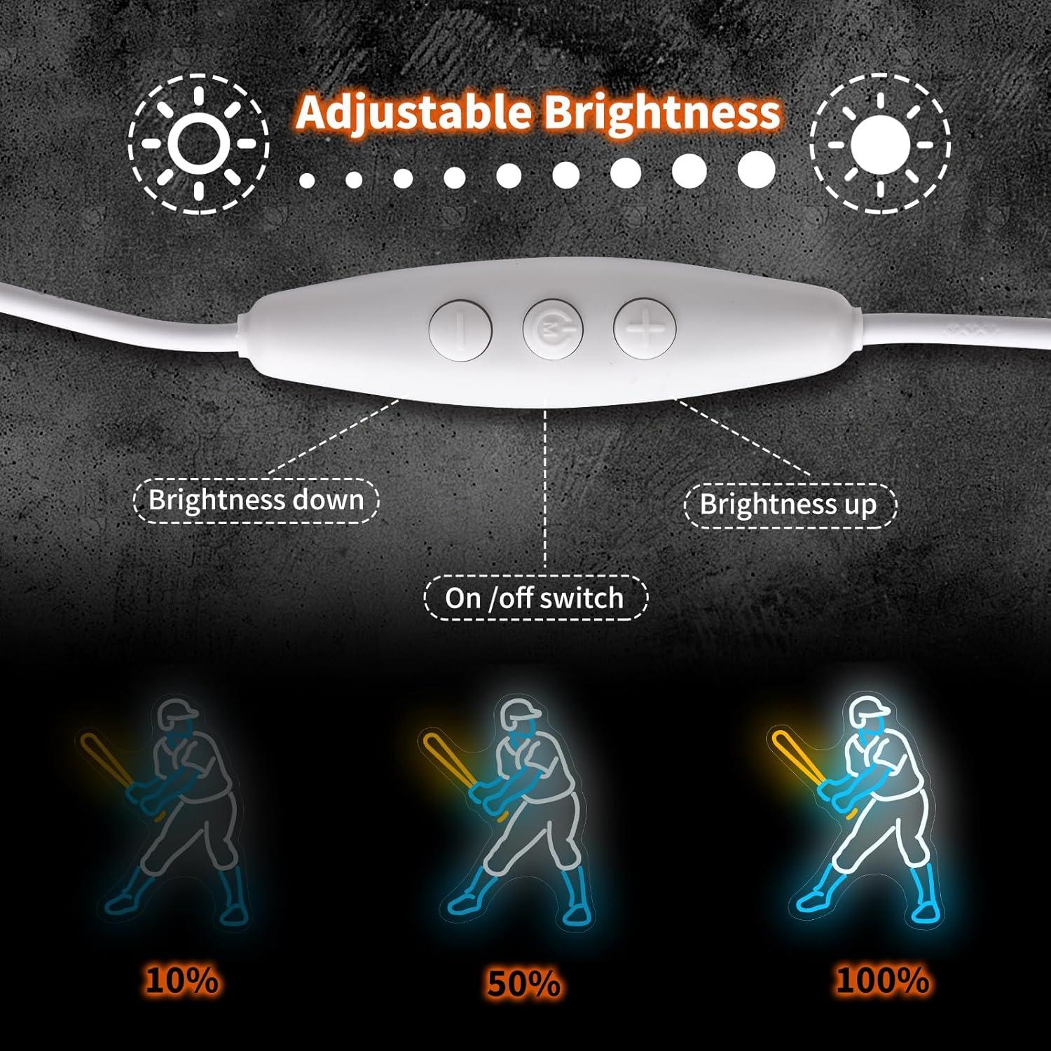 Luz de Neón LED de Béisbol RedGloBee 42.4x33 cm USB